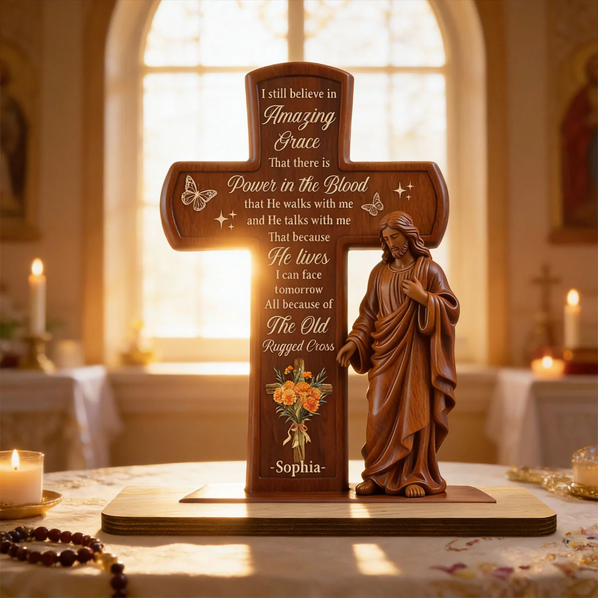 Amazing Grace - Personalized Shaped Wooden Plaque - Christian Gift BA01 - Image 5