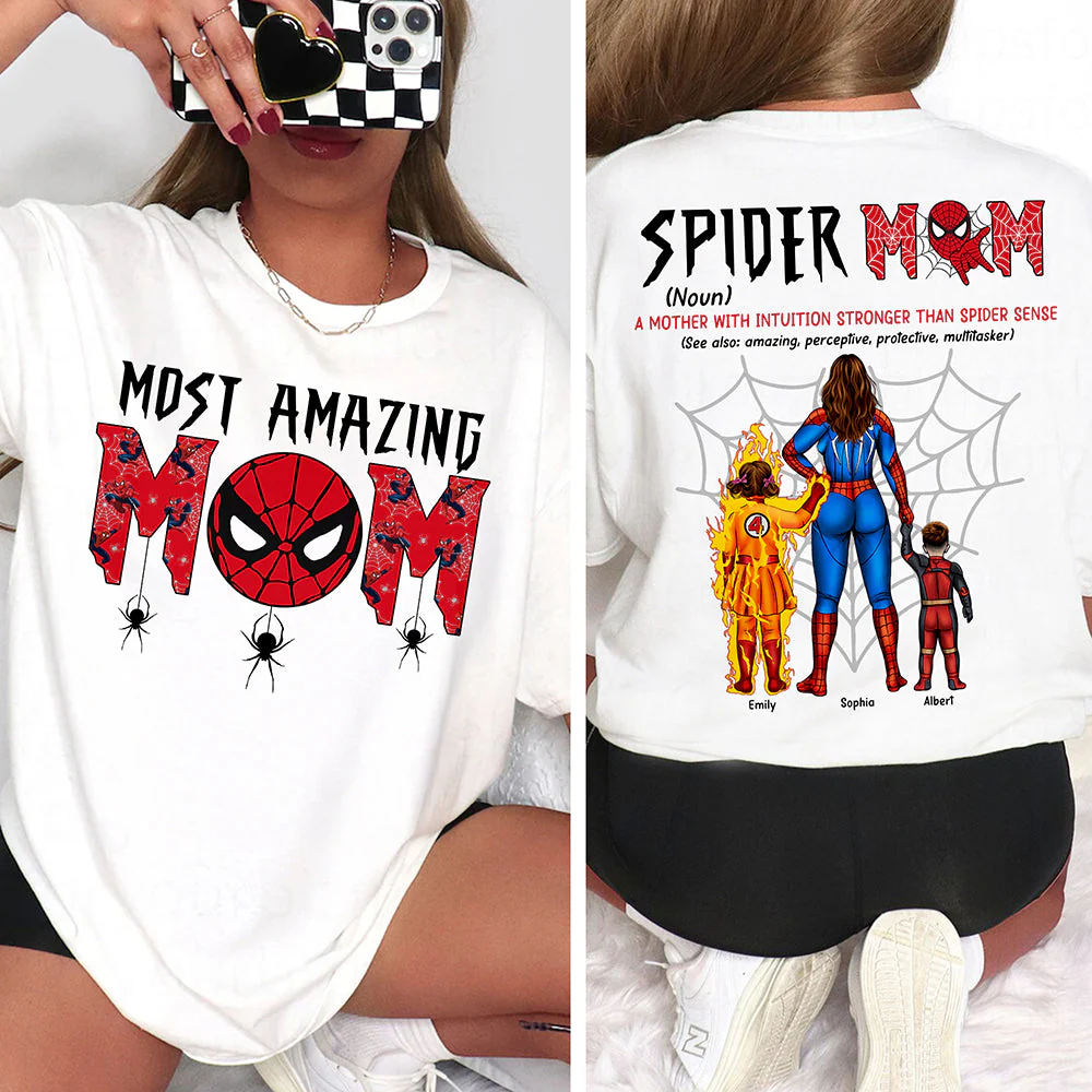 Amazing Intuitive Spider Mom - Personalized Shirt 2 Side - Gift For Mom - Image 3