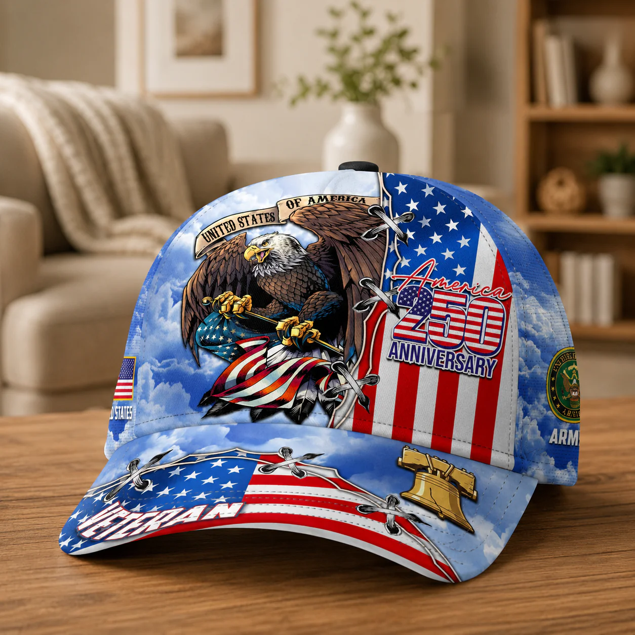 America 250 Anniversary Eagle Veteran Hat - Personalized Classic Cap - Gift For Veterans, Patriots - Image 3