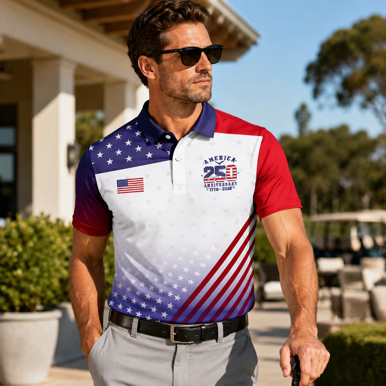 America 250 Anniversary - Personalized Polo Shirt - Gift For Dad, Grandpa, Golf Lovers - Image 3