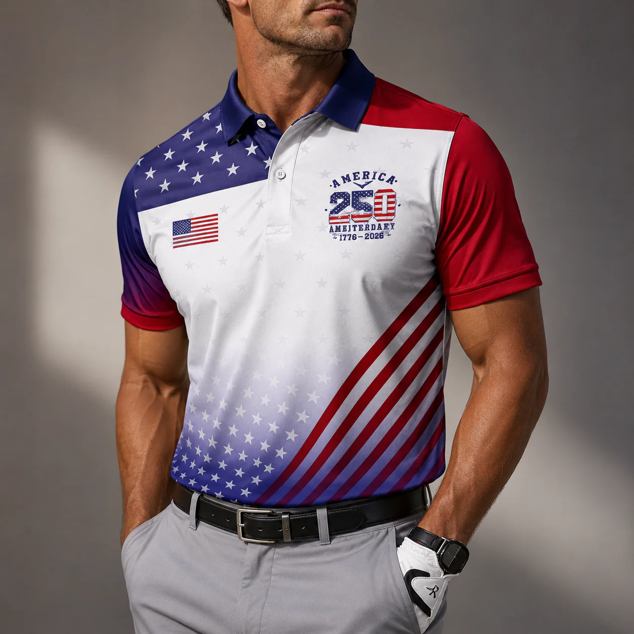 America 250 Anniversary - Personalized Polo Shirt - Gift For Dad, Grandpa, Golf Lovers - Image 4