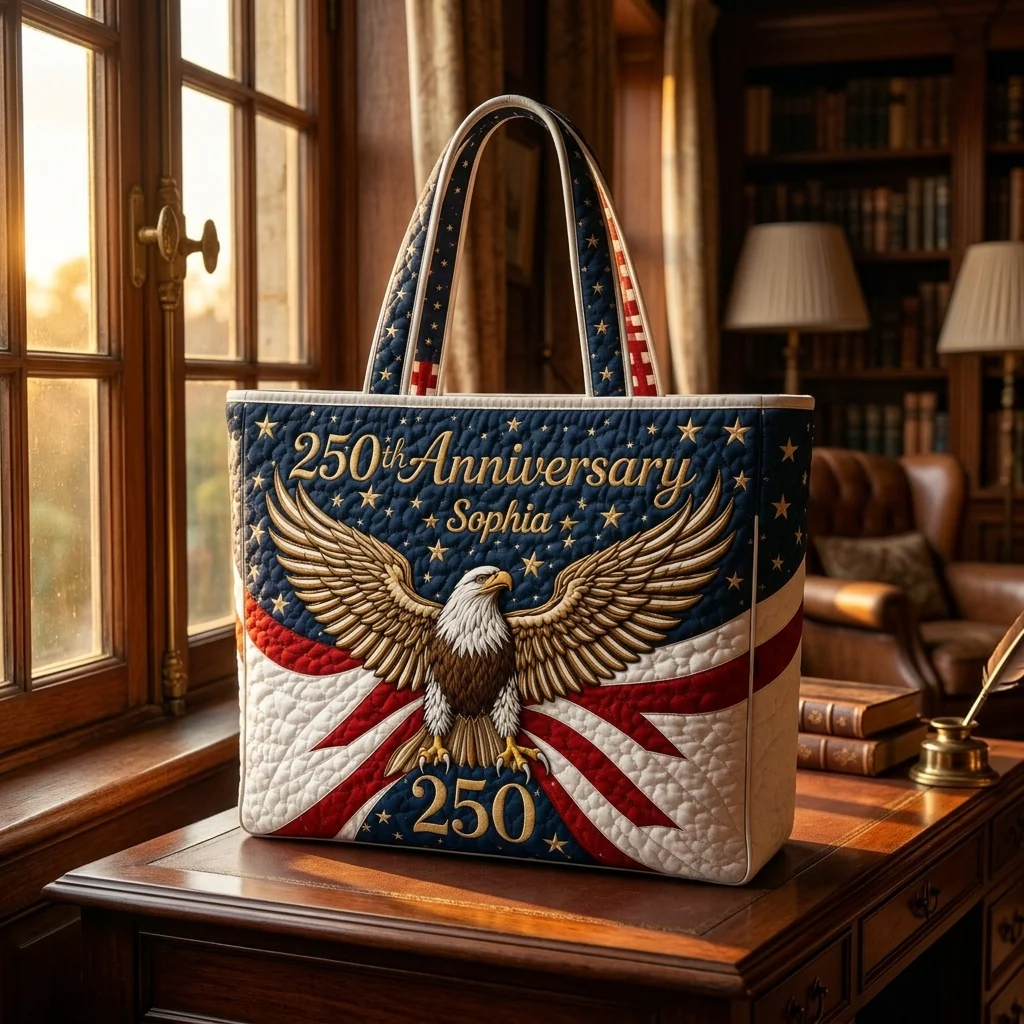 America 250 Anniversary Strong - Quilted Tote Bag - Patriotic Gift For Her - Image 2