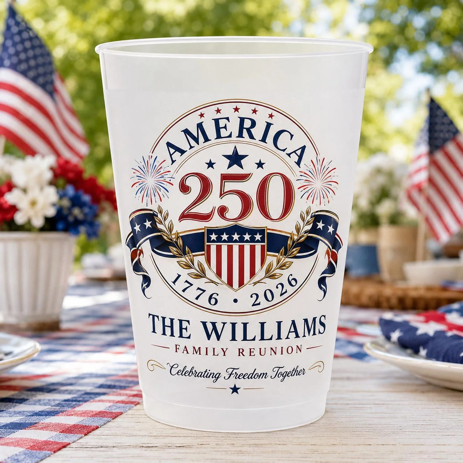 America 250 Celebrating Freedom Together - Personalized Cups - Gifts For Patriotic Family - Image 2