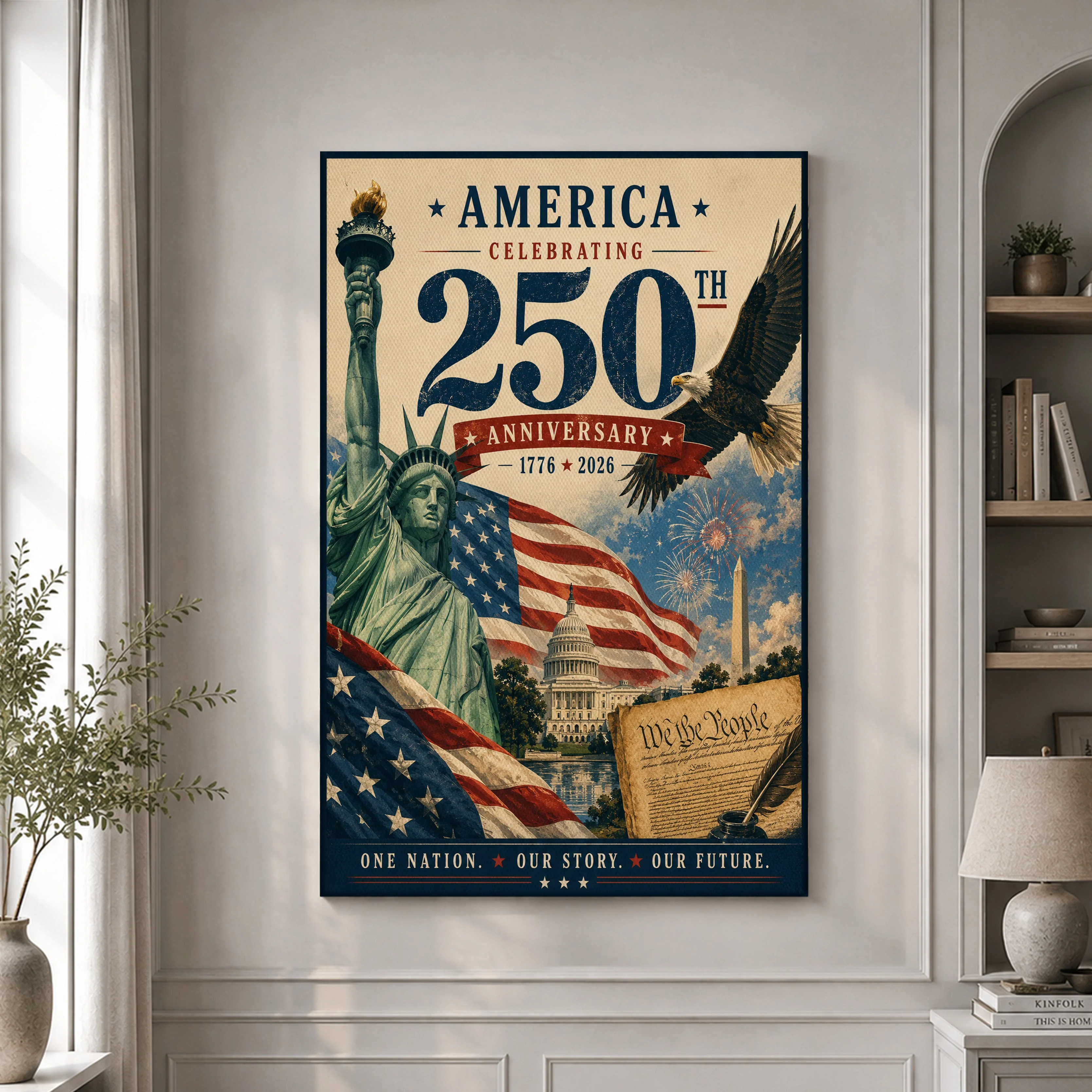 America 250 National Pride Wall Art - Canvas Poster - Patriotic Gift For Family