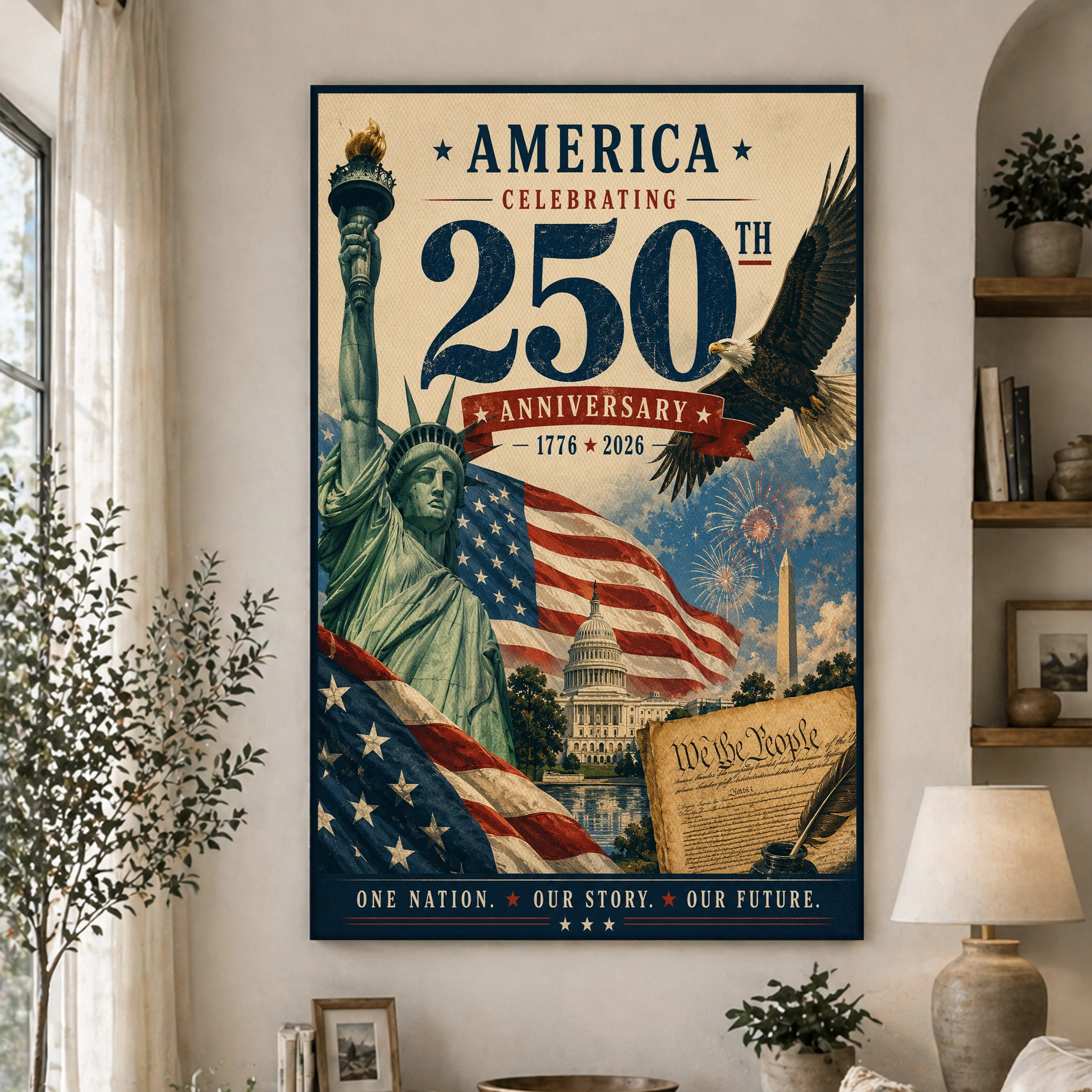 America 250 National Pride Wall Art - Canvas Poster - Patriotic Gift For Family - Image 2