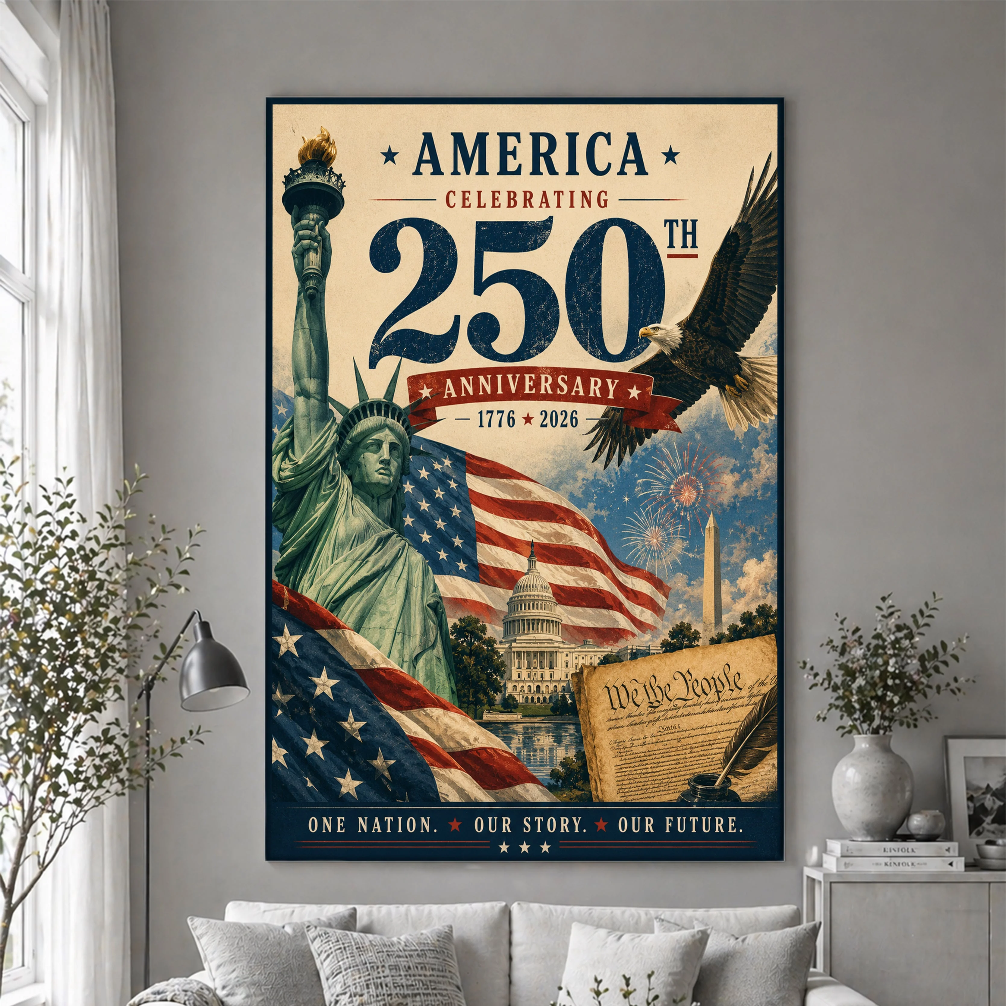 America 250 National Pride Wall Art - Canvas Poster - Patriotic Gift For Family - Image 3