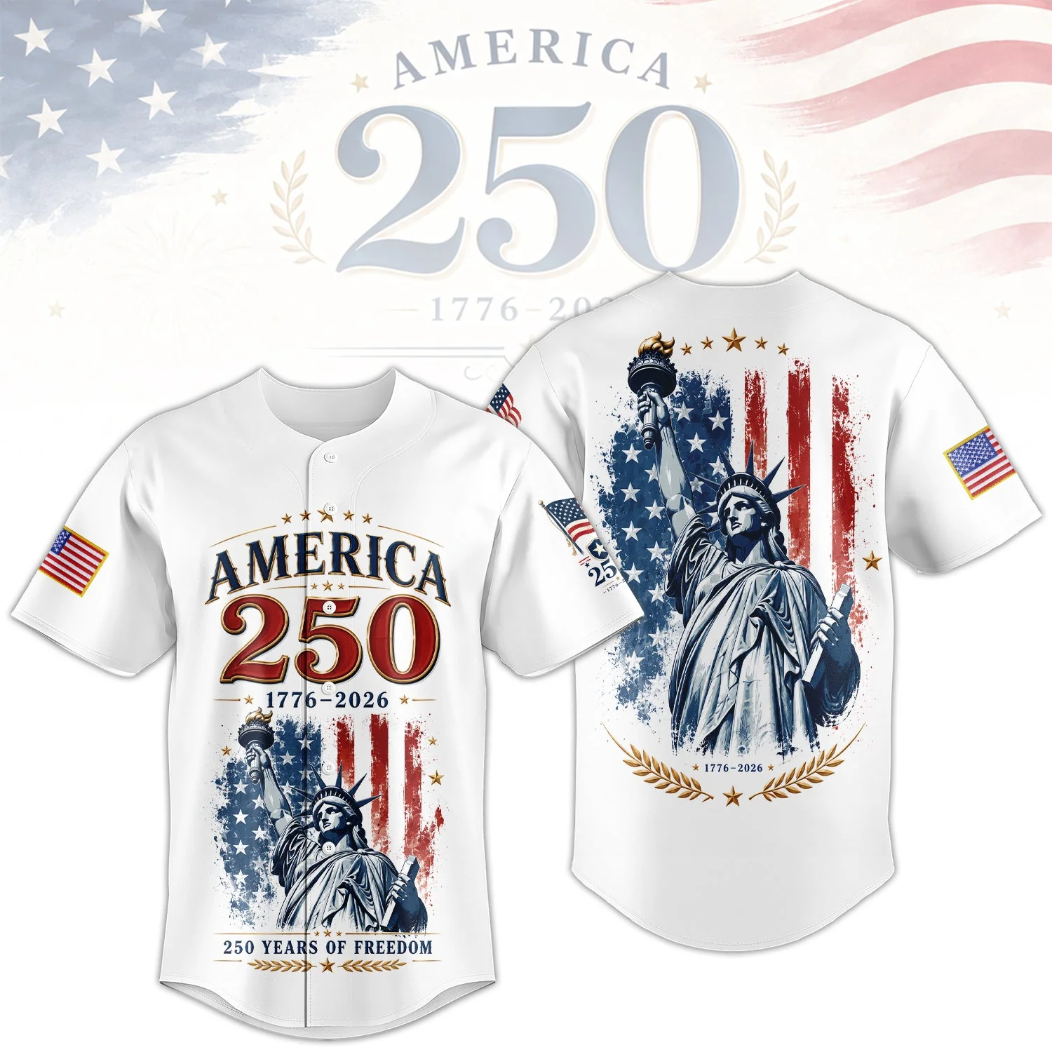 America 250 Statue Of Liberty 1776-2026 - Baseball Jersey - Gift For Patriots