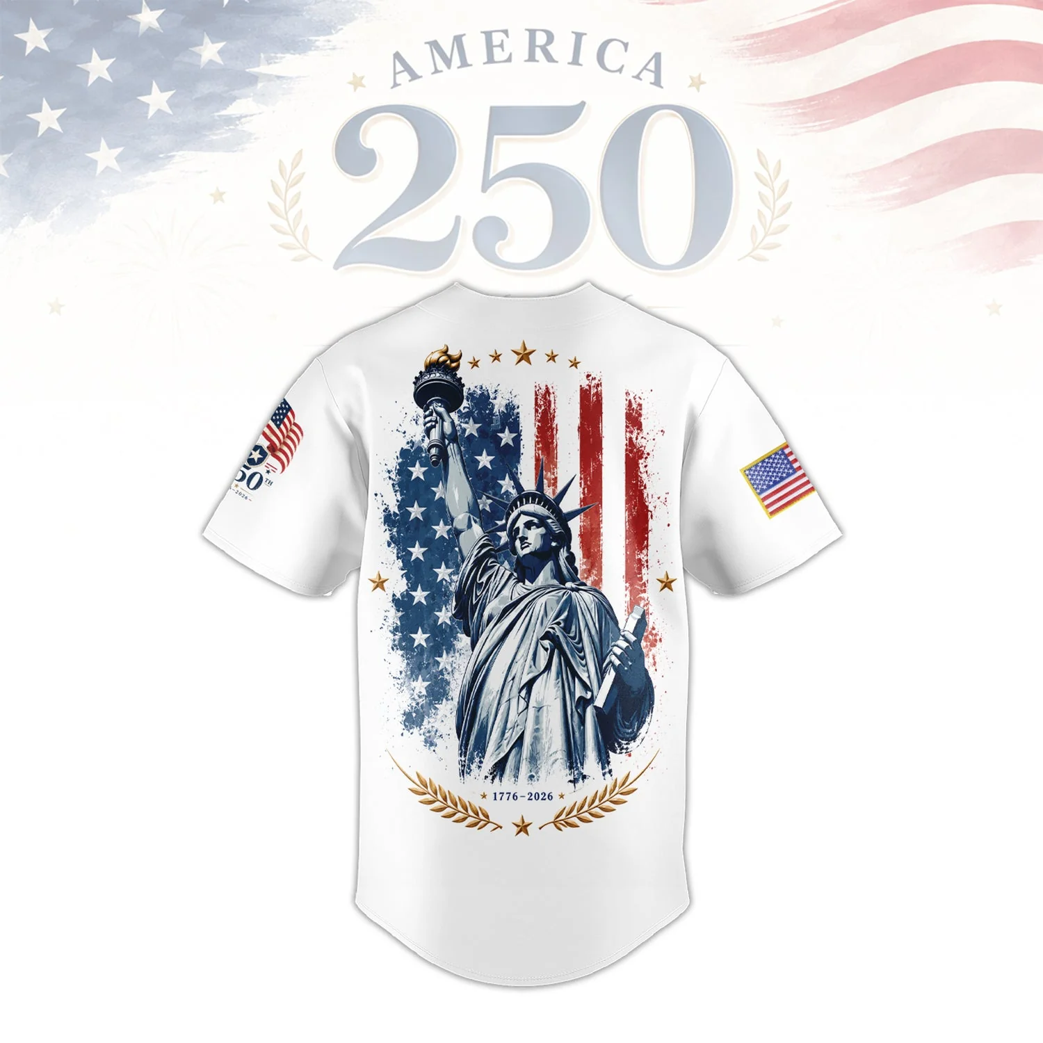 America 250 Statue Of Liberty 1776-2026 - Baseball Jersey - Gift For Patriots - Image 3