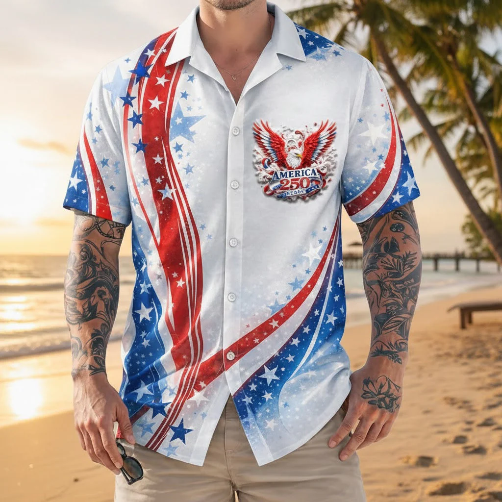 America 250 Year Eagle - Hawaiian Shirt - Gift for Dad, Husband, Grandpa | HN02 - Image 2