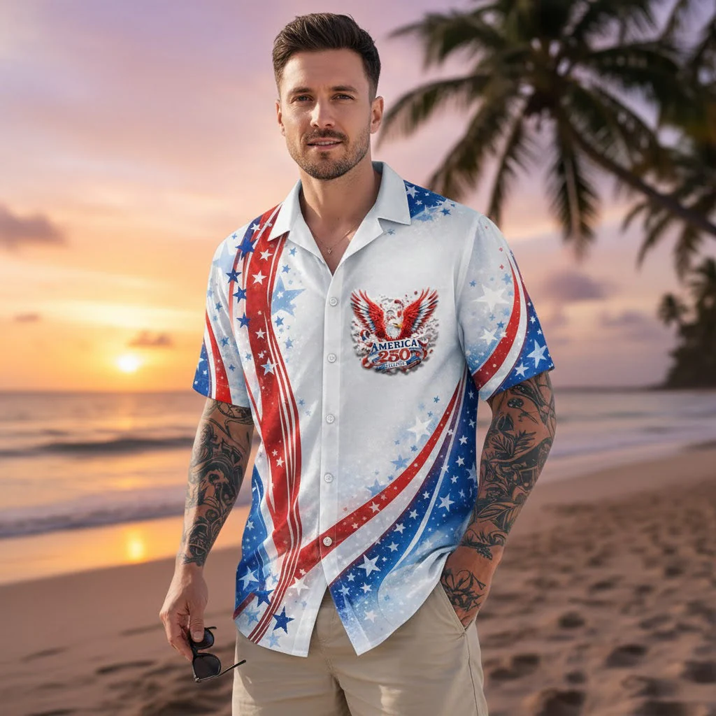 America 250 Year Eagle - Hawaiian Shirt - Gift for Dad, Husband, Grandpa | HN02 - Image 3