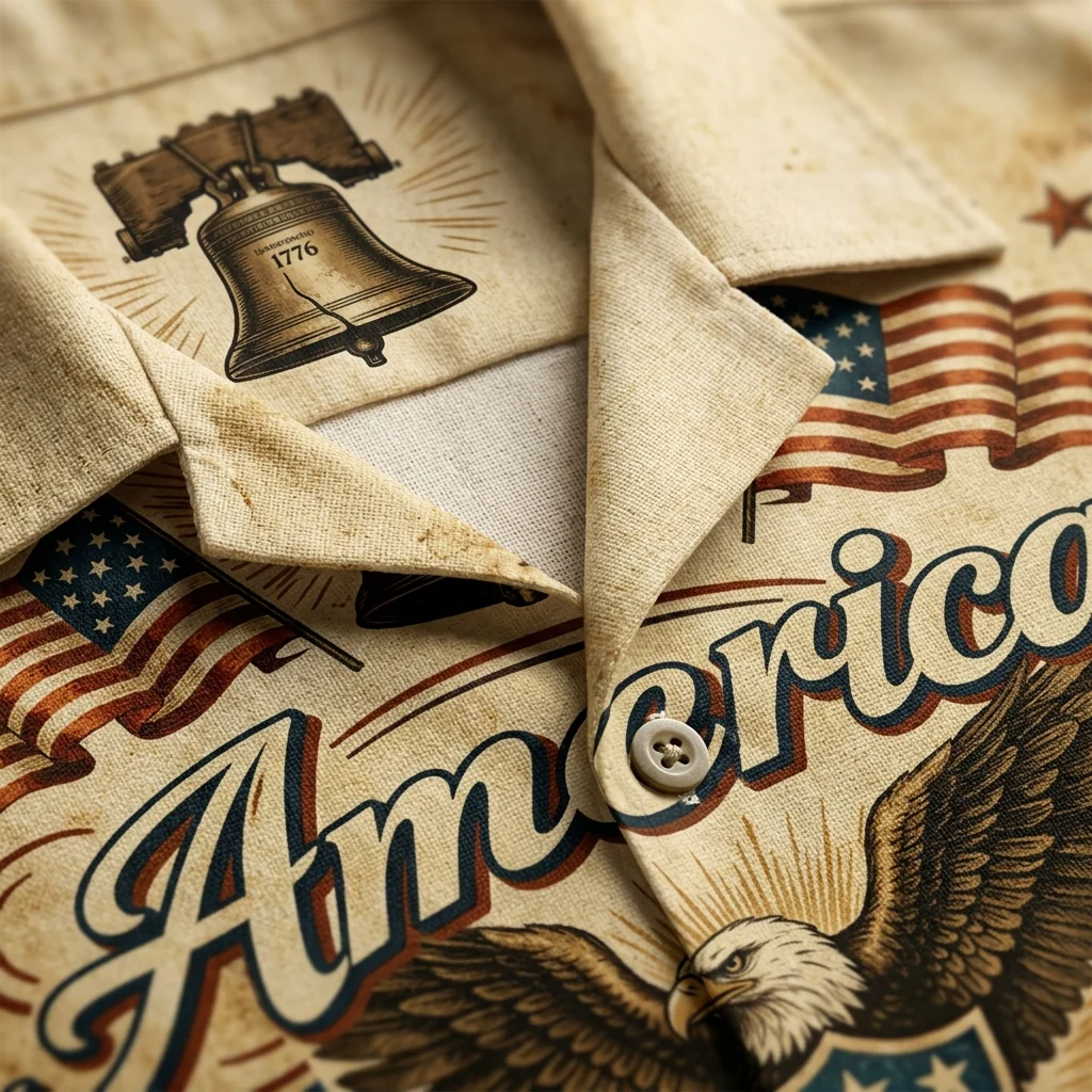 America 250 Years 1776 2026 Liberty Bell Eagle Vintage Patriotic - Hawaiian Shirt - Gift For Dad - Image 2