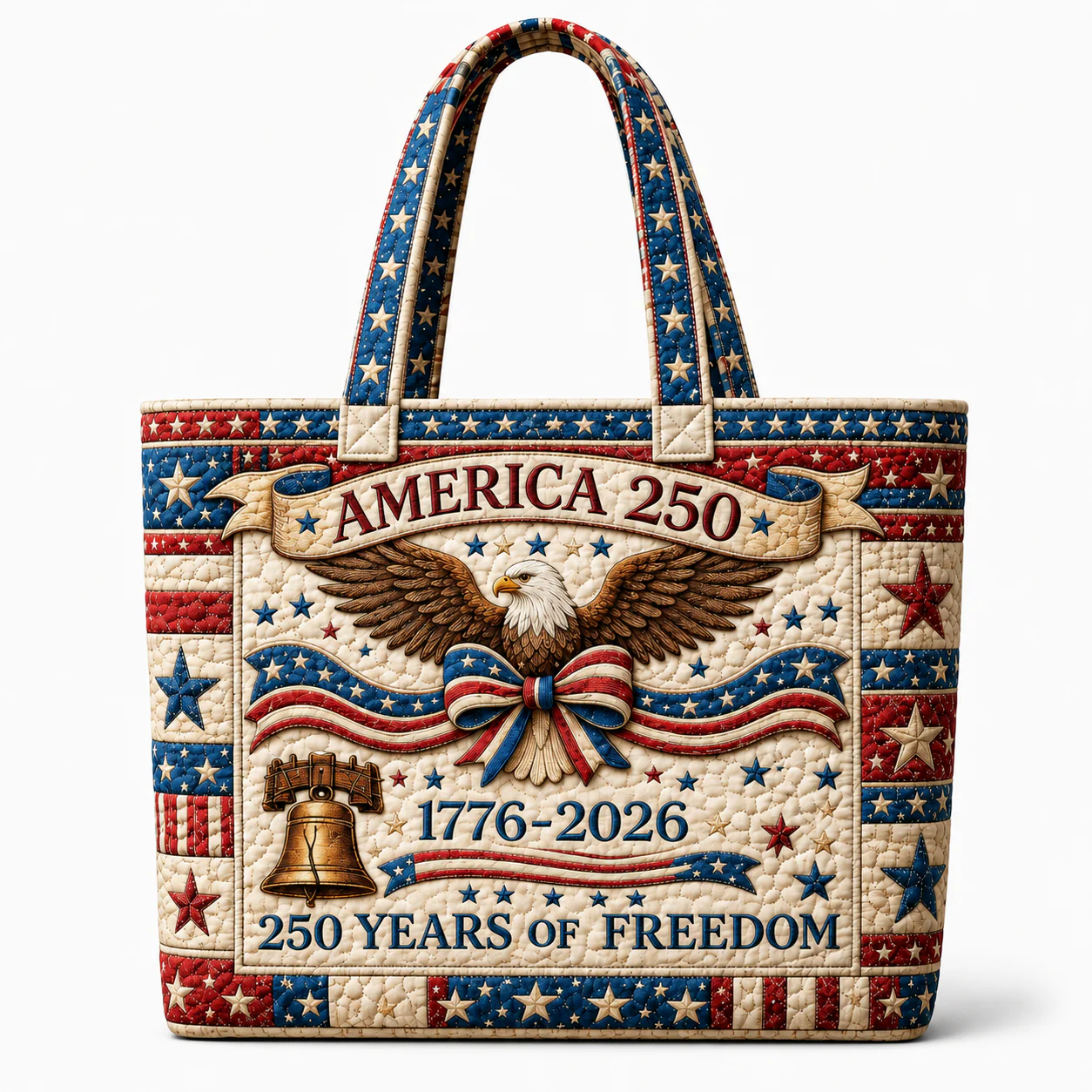 America 250 Years Freedom Liberty Bell Eagle - Quilted Tote Bag - Gift For Her - Image 3