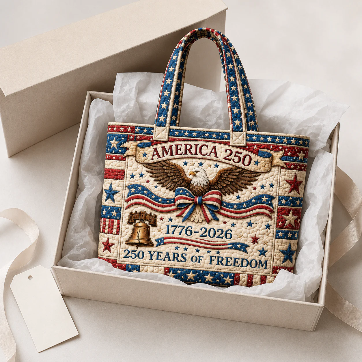 America 250 Years Freedom Liberty Bell Eagle - Quilted Tote Bag - Gift For Her - Image 5