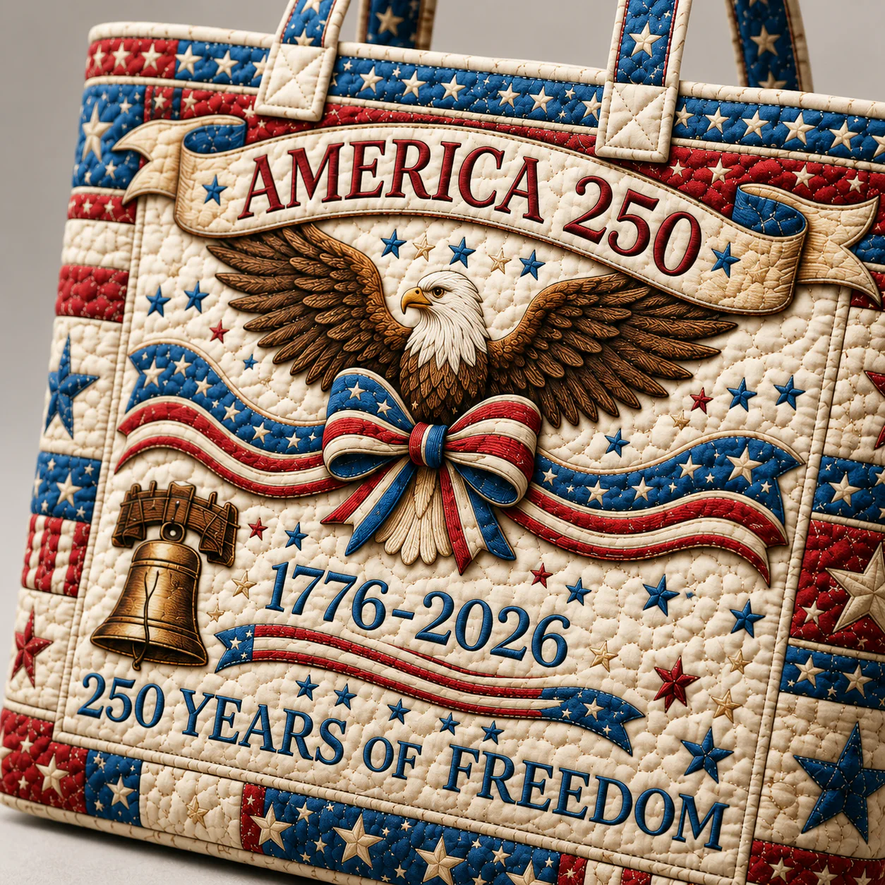 America 250 Years Freedom Liberty Bell Eagle - Quilted Tote Bag - Gift For Her - Image 6