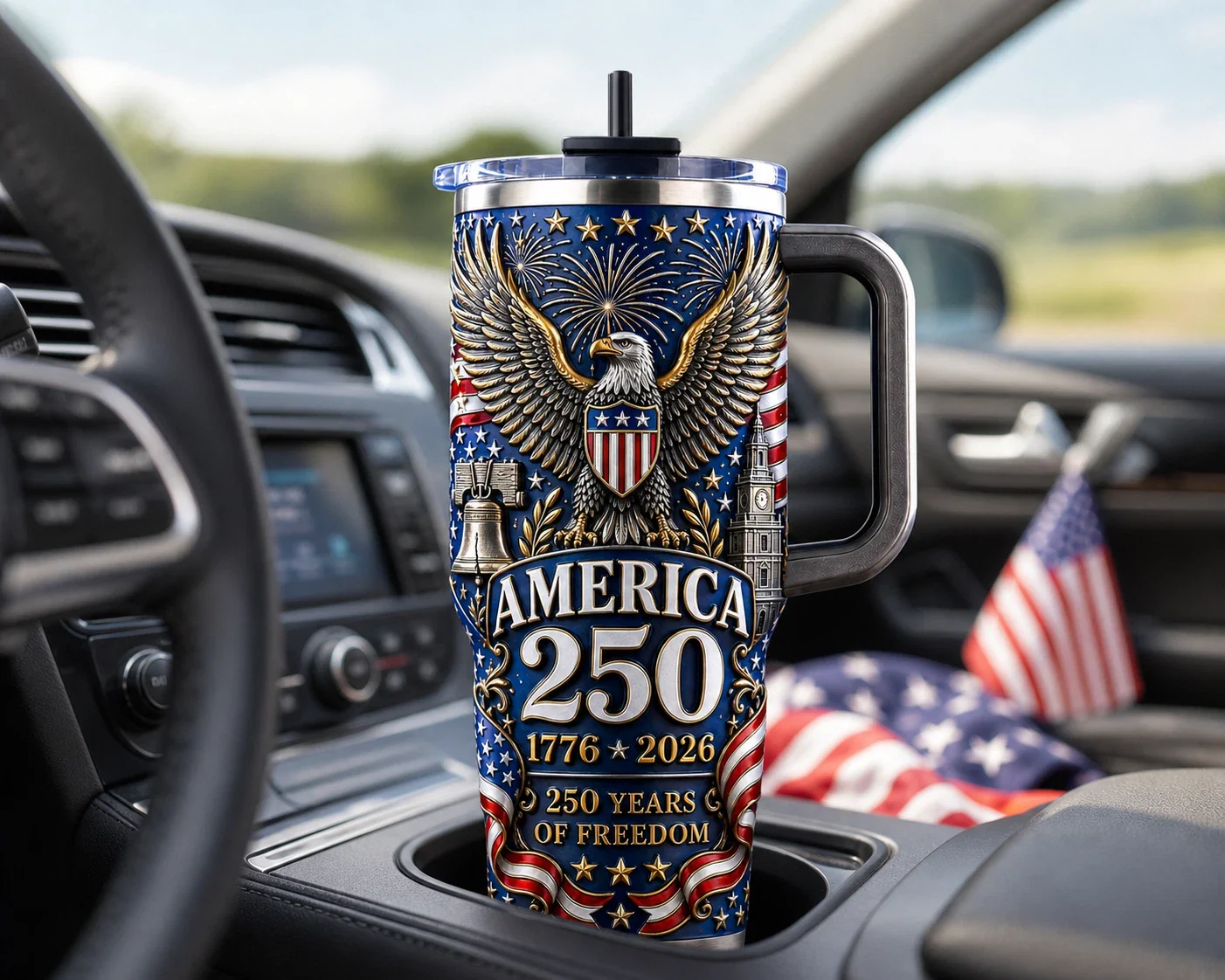 America 250 Years of Freedom 1776 2026 Eagle Fireworks - Patriotic Tumbler - Gift For Patriots - Image 6