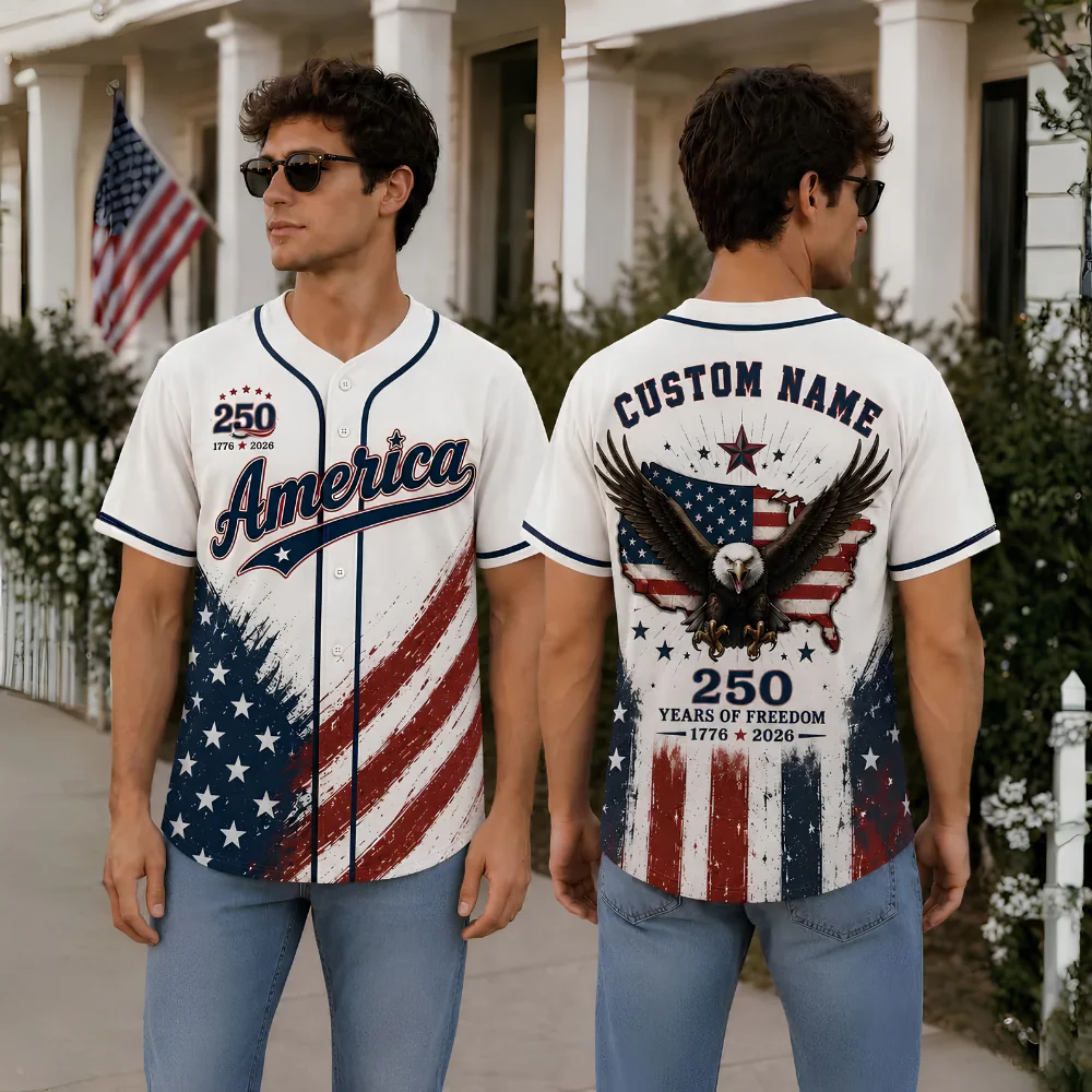 America 250 Years of Freedom 1776-2026 Eagle - Personalized Baseball Jersey - Girt For Family
