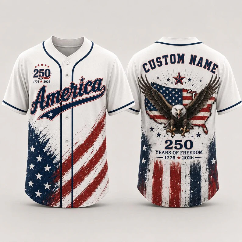 America 250 Years of Freedom 1776-2026 Eagle - Personalized Baseball Jersey - Girt For Family - Image 6
