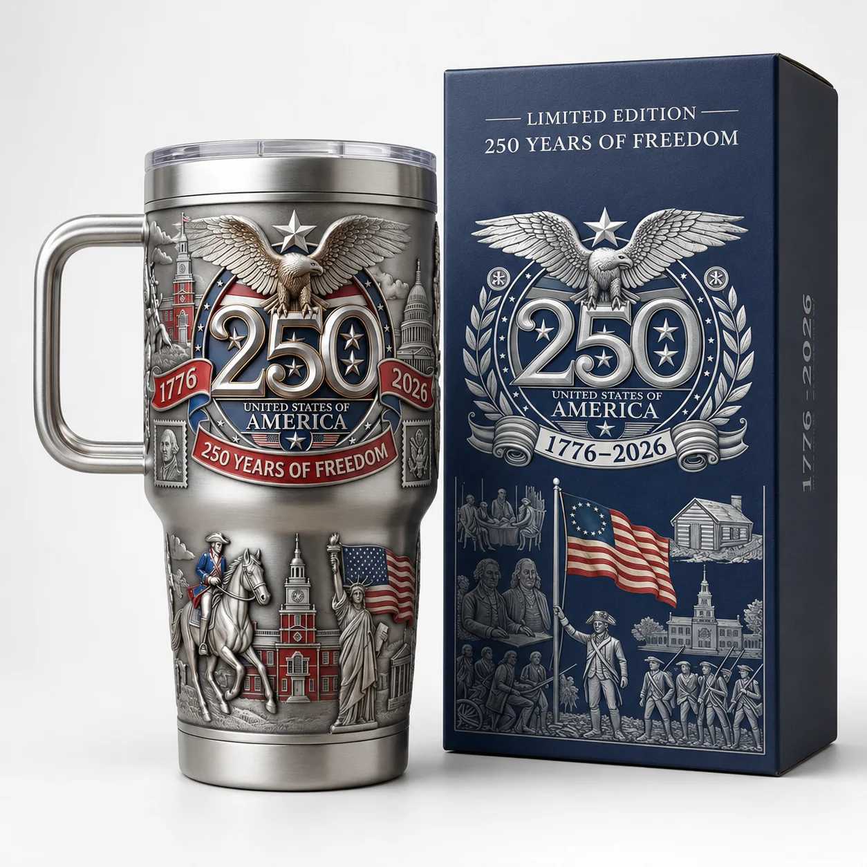America 250 Years of Freedom Anniversary - Personalized Tumbler - Gift For Patriots - Image 2