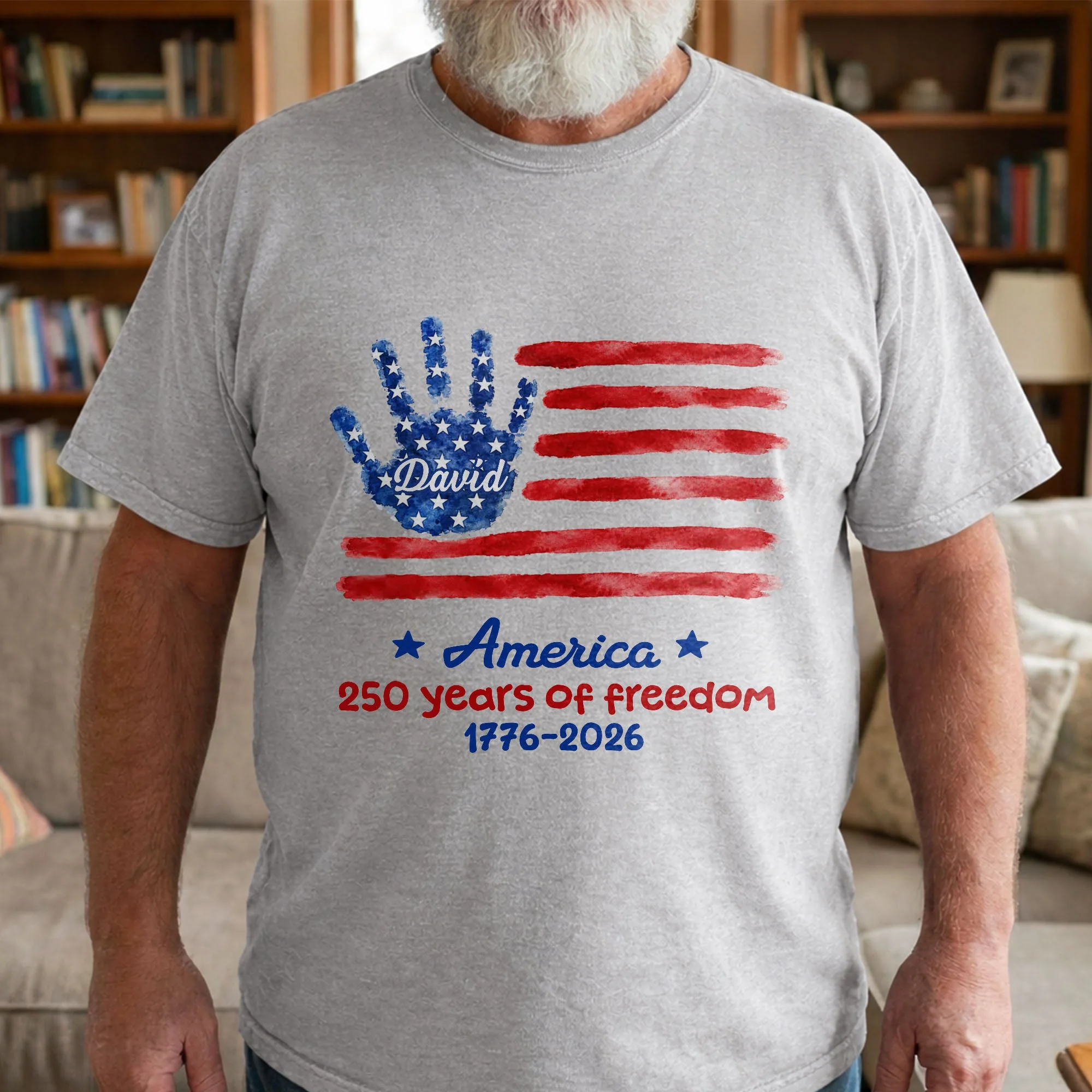 America 250 Years Of Freedom Handprint USA Flag Stars - Personalized Shirt - Gift For Patriotic Family - Image 11