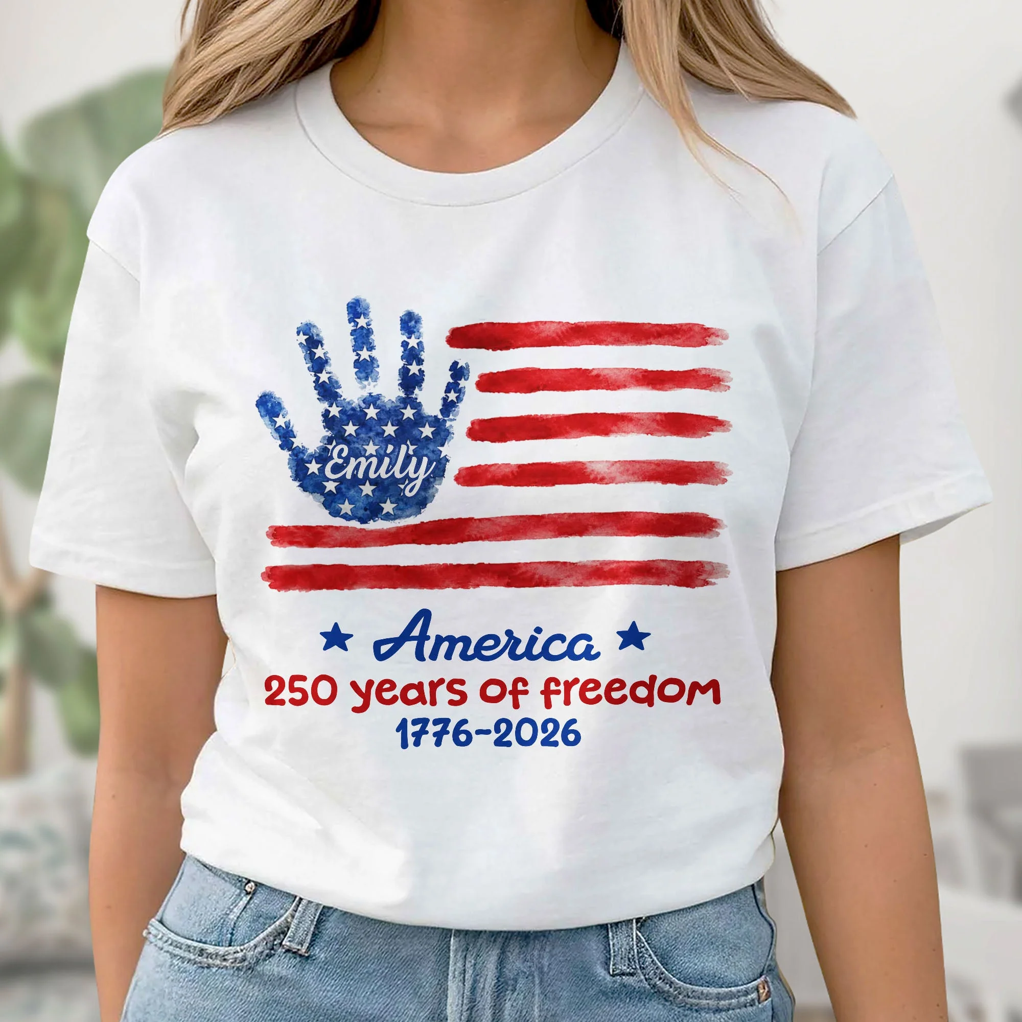 America 250 Years Of Freedom Handprint USA Flag Stars - Personalized Shirt - Gift For Patriotic Family - Image 12