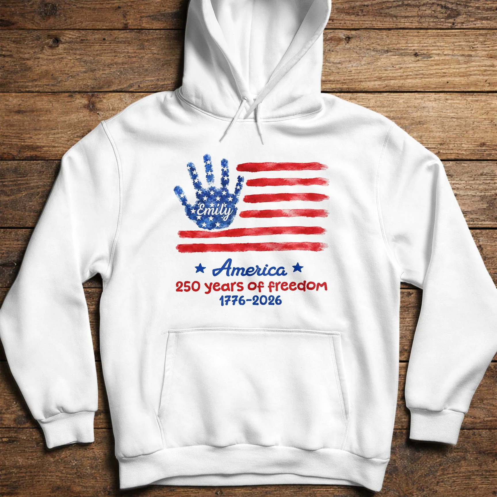 America 250 Years Of Freedom Handprint USA Flag Stars - Personalized Shirt - Gift For Patriotic Family - Image 5
