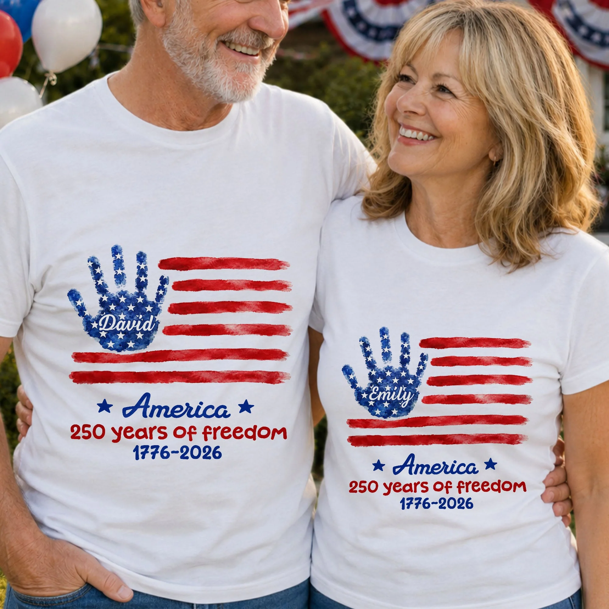America 250 Years Of Freedom Handprint USA Flag Stars - Personalized Shirt - Gift For Patriotic Family - Image 6