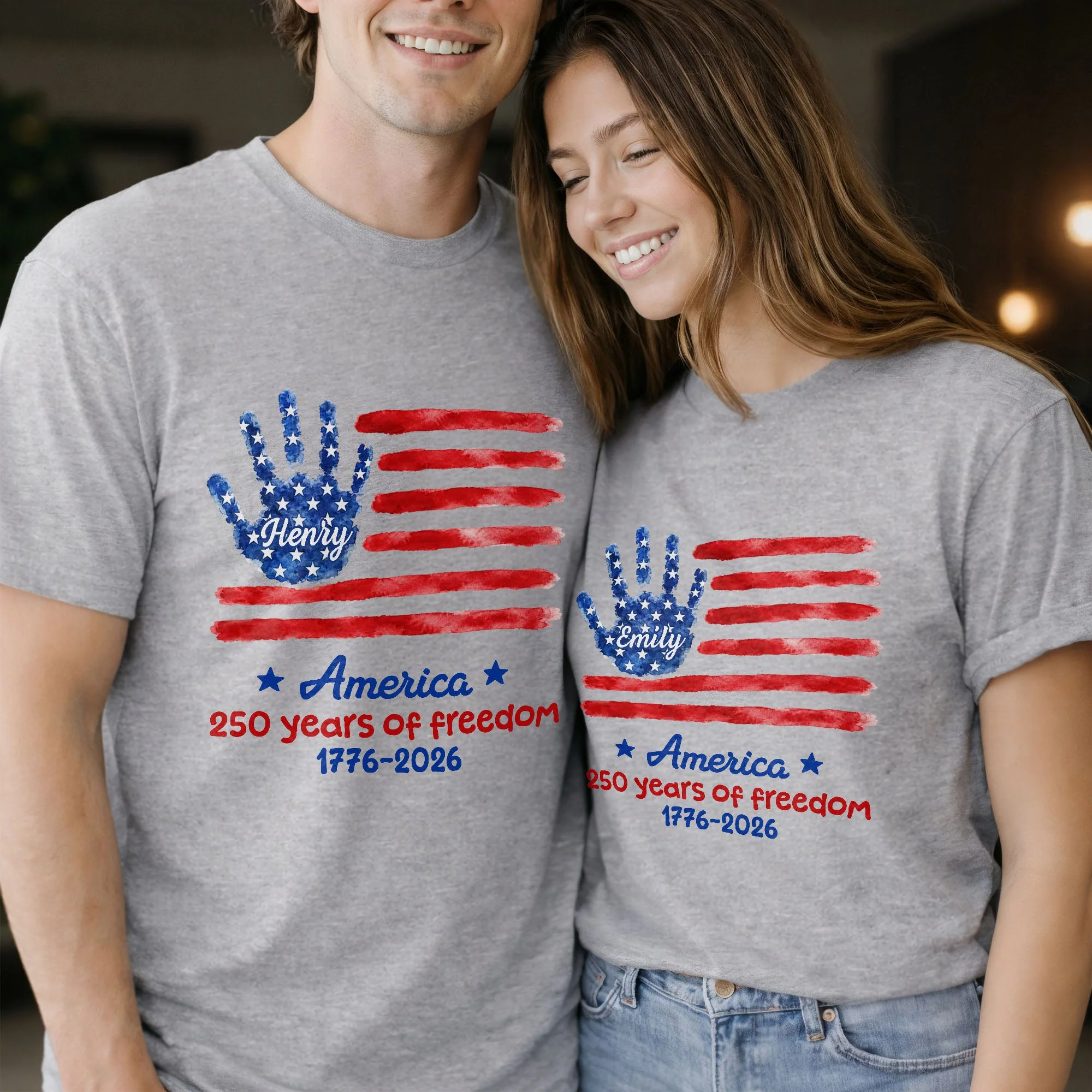 America 250 Years Of Freedom Handprint USA Flag Stars - Personalized Shirt - Gift For Patriotic Family - Image 8