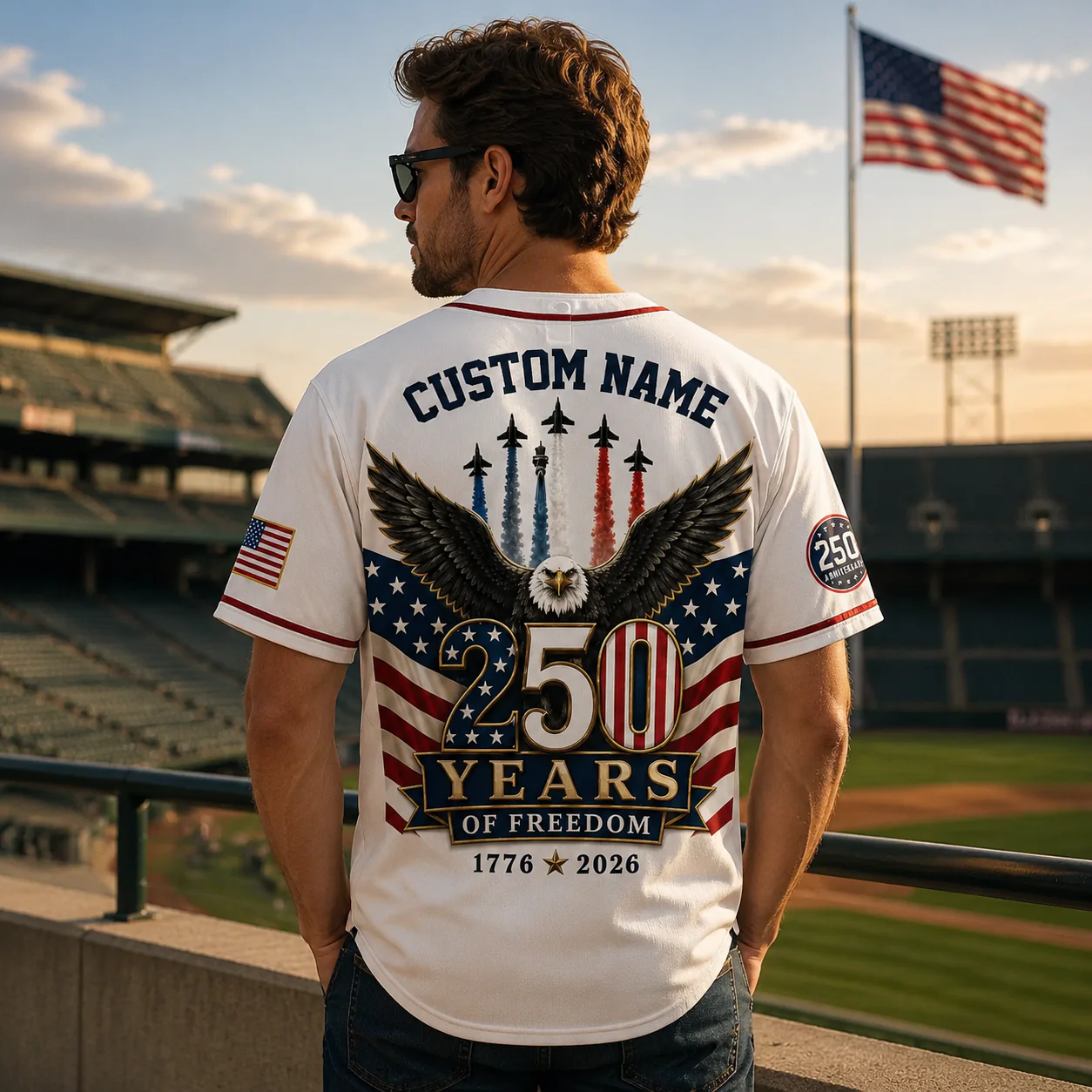America 250 Years Of Freedom Patriotic Eagle Red White Blue - Personalized Baseball Jersey - Gift For Patriots - Image 2