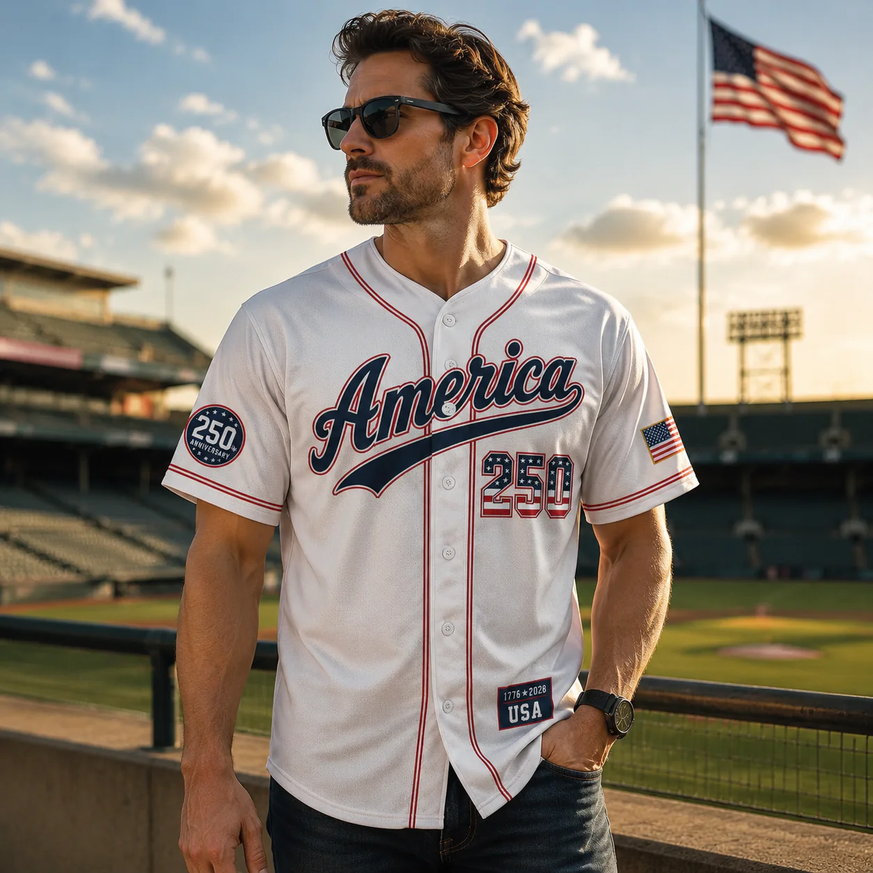 America 250 Years Of Freedom Patriotic Eagle Red White Blue - Personalized Baseball Jersey - Gift For Patriots - Image 3