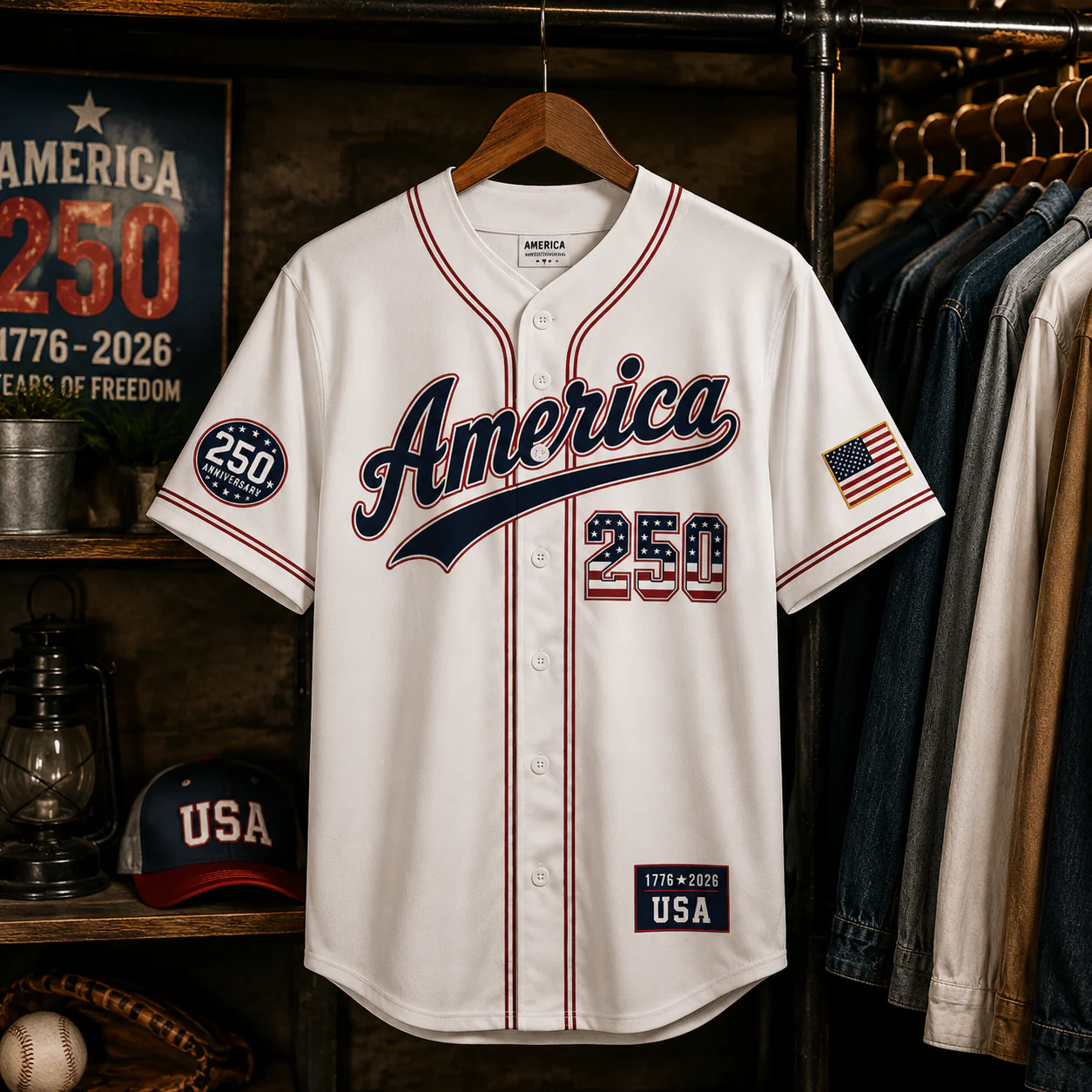 America 250 Years Of Freedom Patriotic Eagle Red White Blue - Personalized Baseball Jersey - Gift For Patriots - Image 4