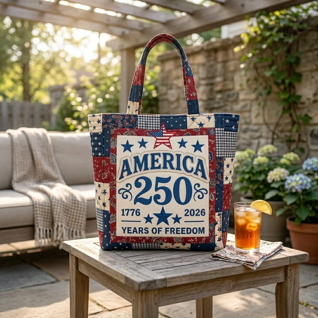 America 250 Years Of Freedom - Quilted Tote Bag - Patriotic Gift For Her - Image 2