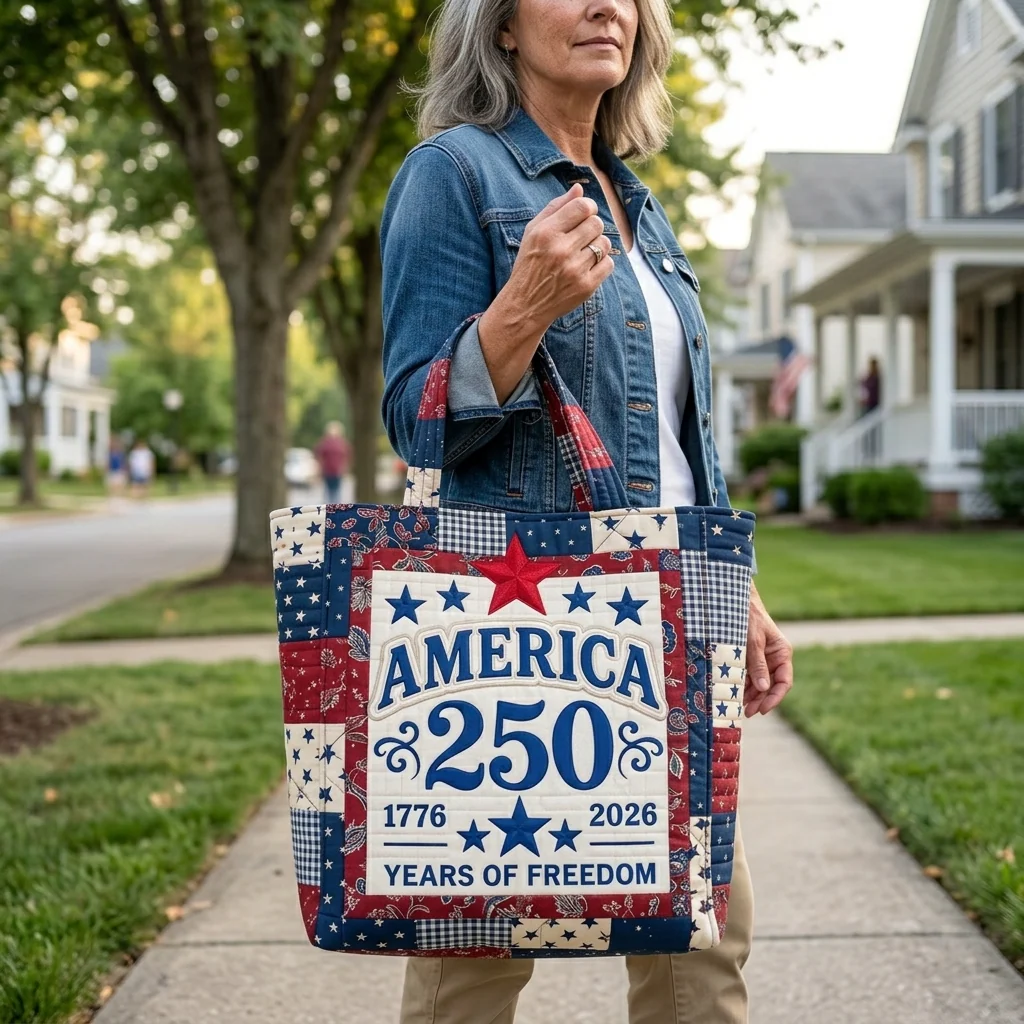America 250 Years Of Freedom - Quilted Tote Bag - Patriotic Gift For Her - Image 3