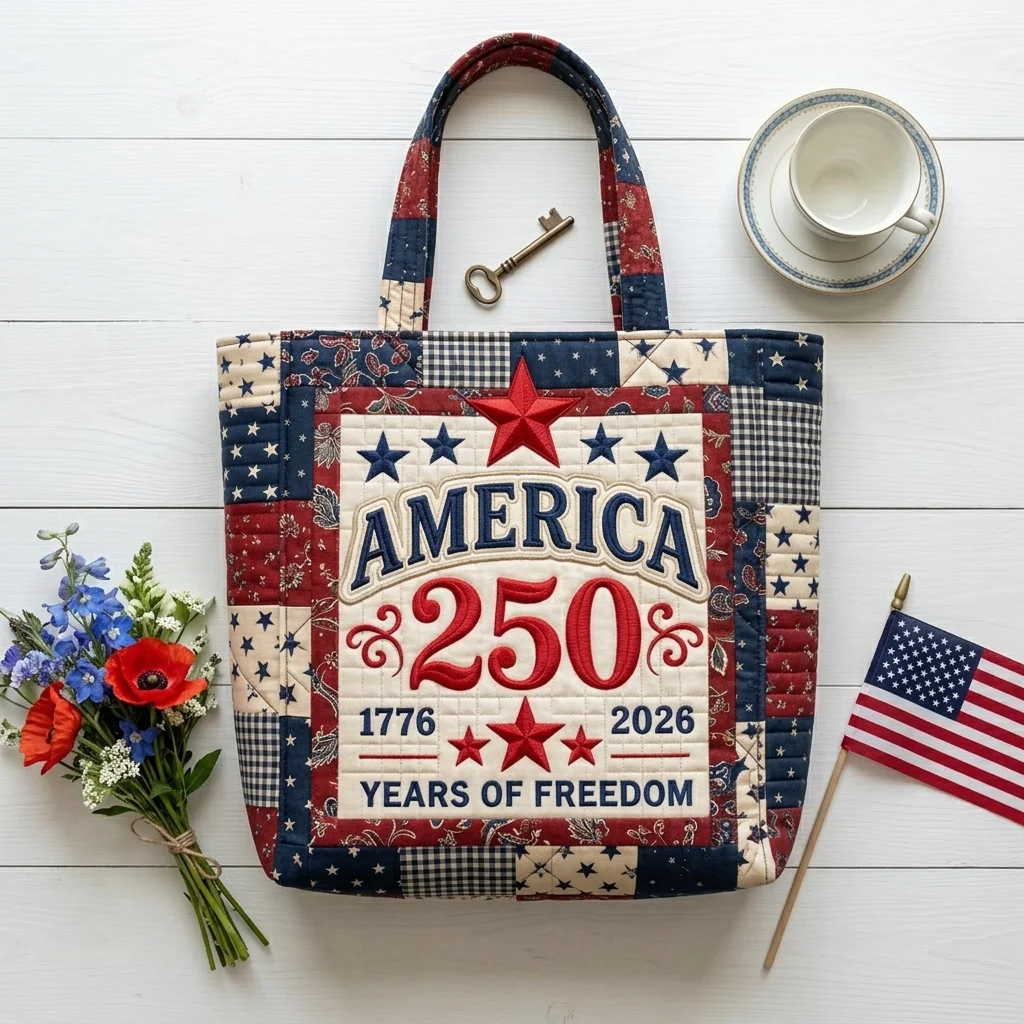 America 250 Years Of Freedom - Quilted Tote Bag - Patriotic Gift For Her - Image 5