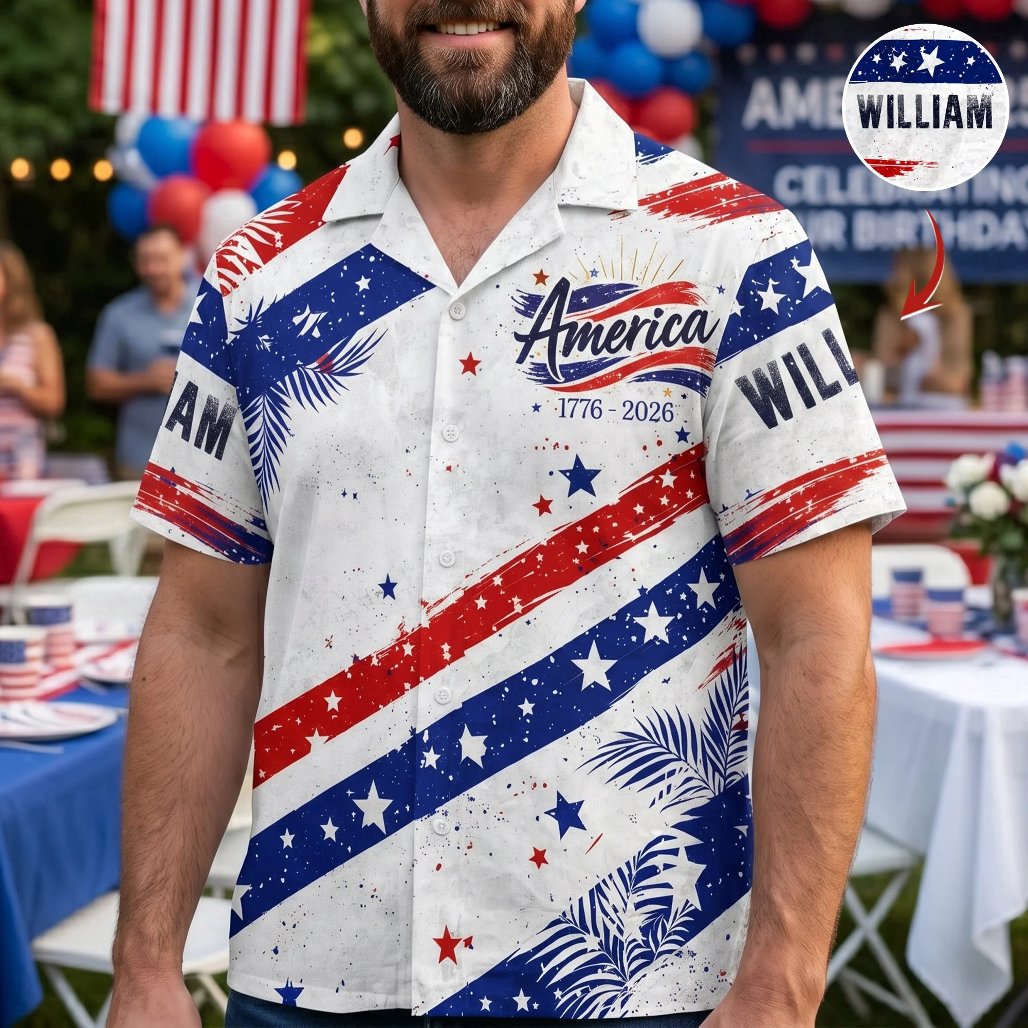 America 250 Years Of Freedom Toile De Jouy Style - Hawaiian Shirt - Gift For Men, Patriots