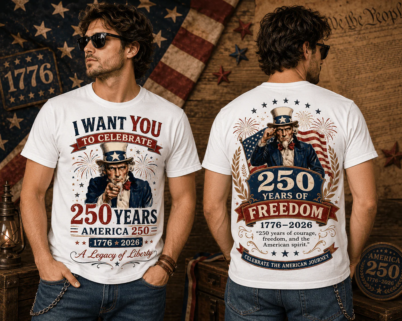 America 250 Years Of Freedom Uncle Sam A Legacy of Liberty - Patriotic Shirt - Gift For Patriots - Image 3