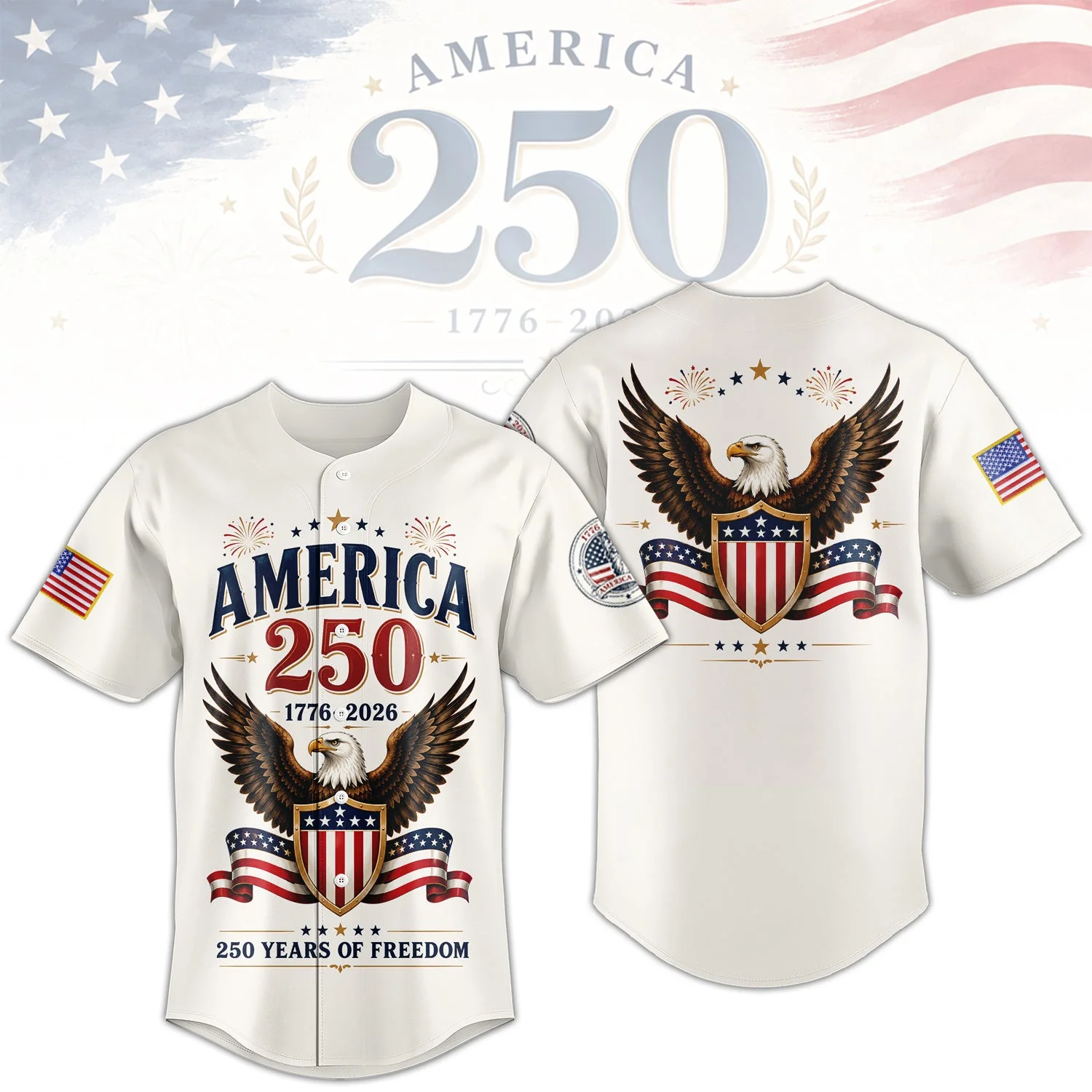 America 250th Anniversary 250 Years Of Freedom - Baseball Jersey - Gift For Patriots