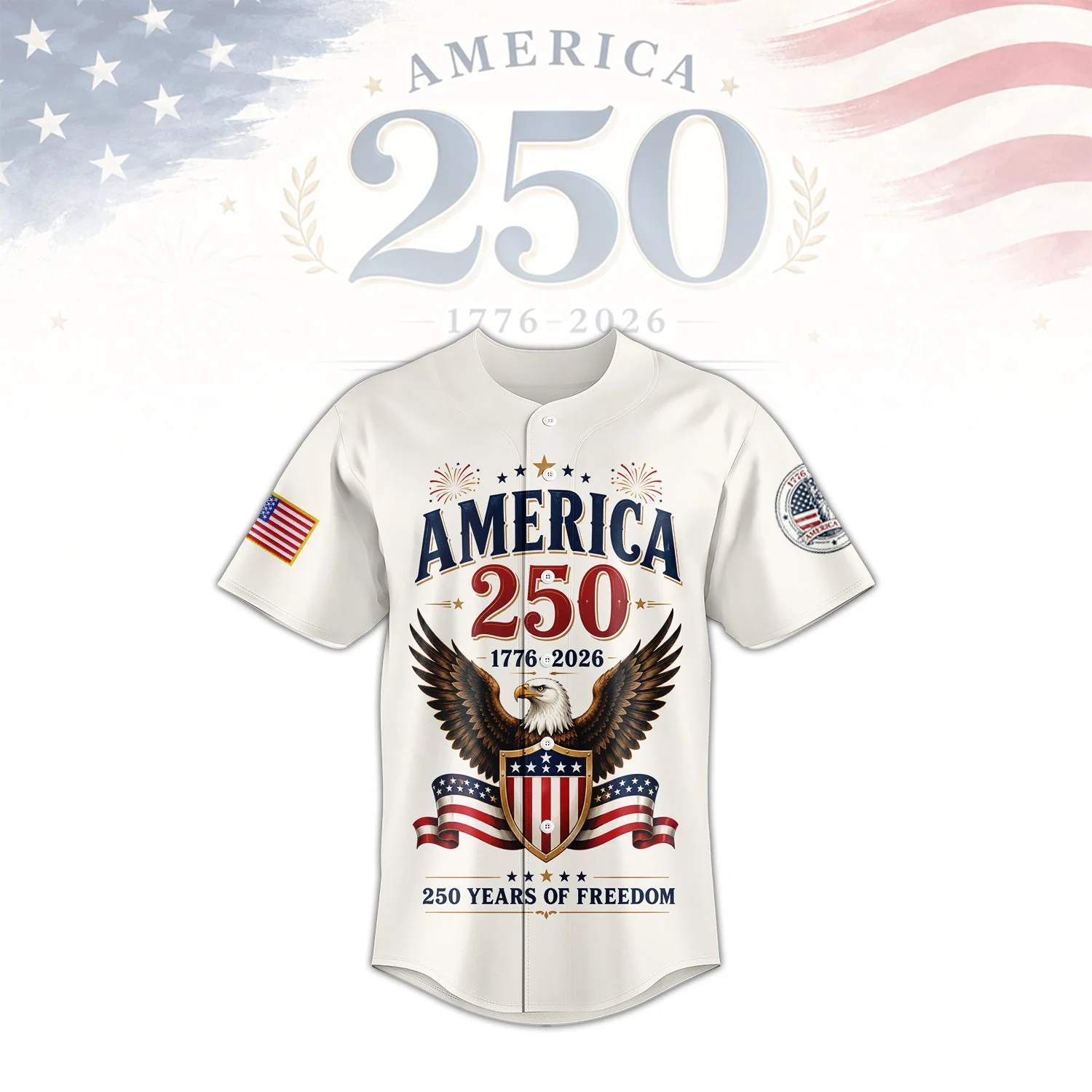 America 250th Anniversary 250 Years Of Freedom - Baseball Jersey - Gift For Patriots - Image 2