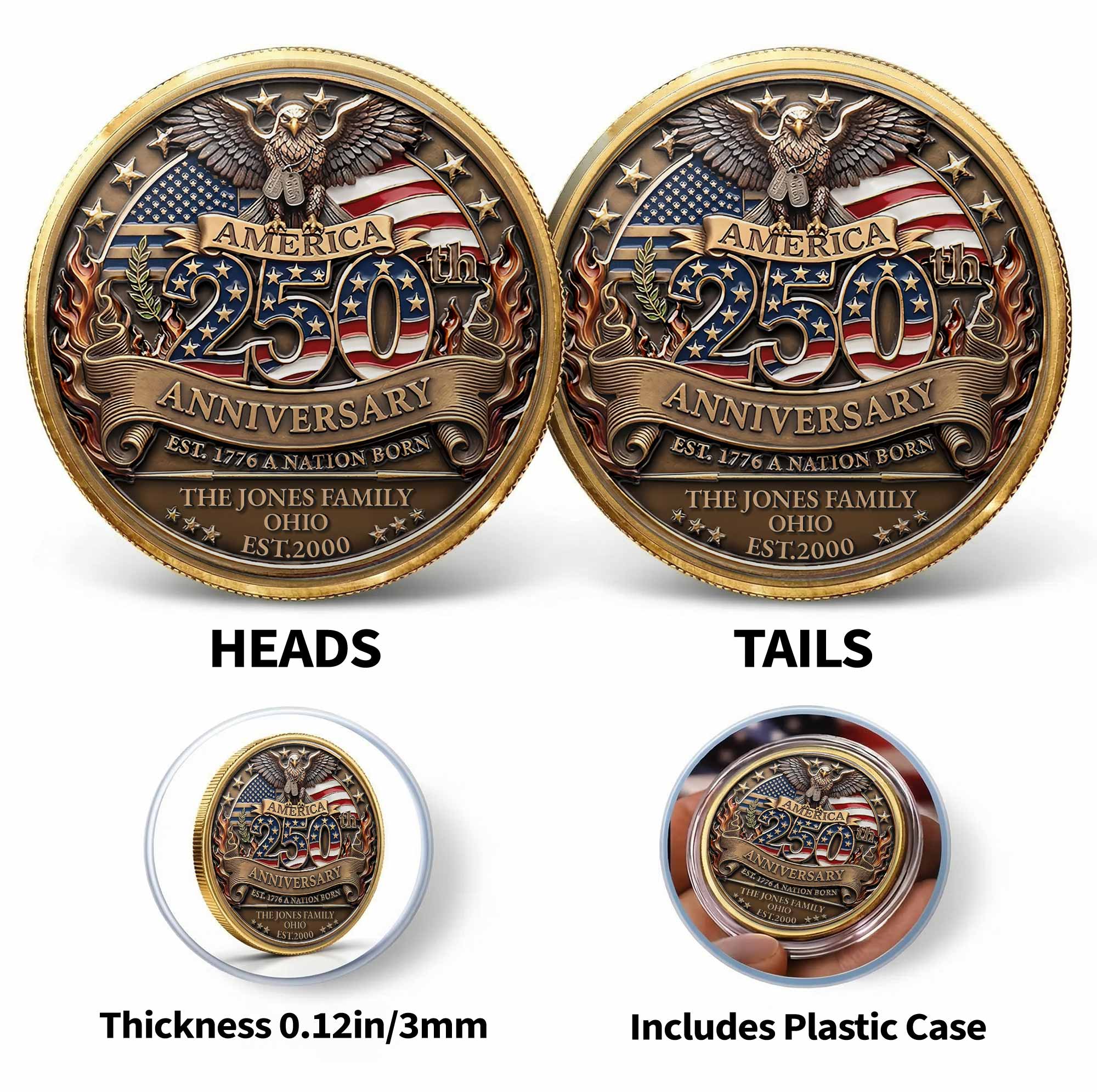 America 250th Anniversary A Nation Born - Personalized Commemorative Coin - Gift For Patriots - Image 11