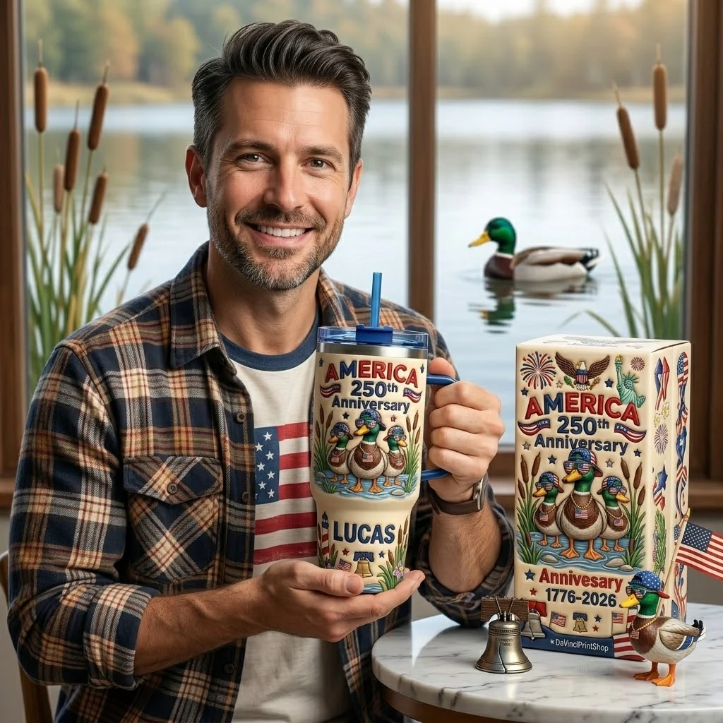 America 250th Anniversary Cute Patriotic Mallard Duck Boy - Personalized Tumbler - Gift For Patriots - Image 3