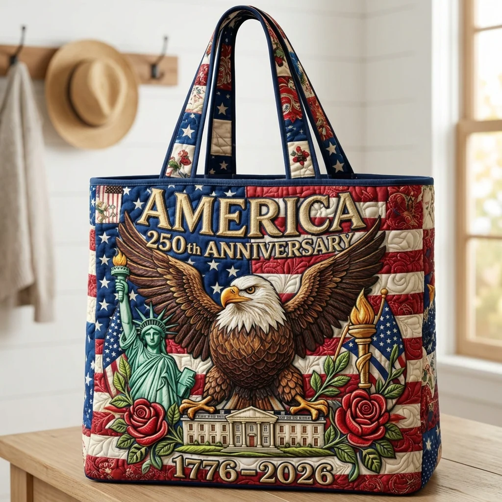 America 250th Anniversary Eagle Honor - Quilted Tote Bag - Patriotic Gift For Her - Image 2