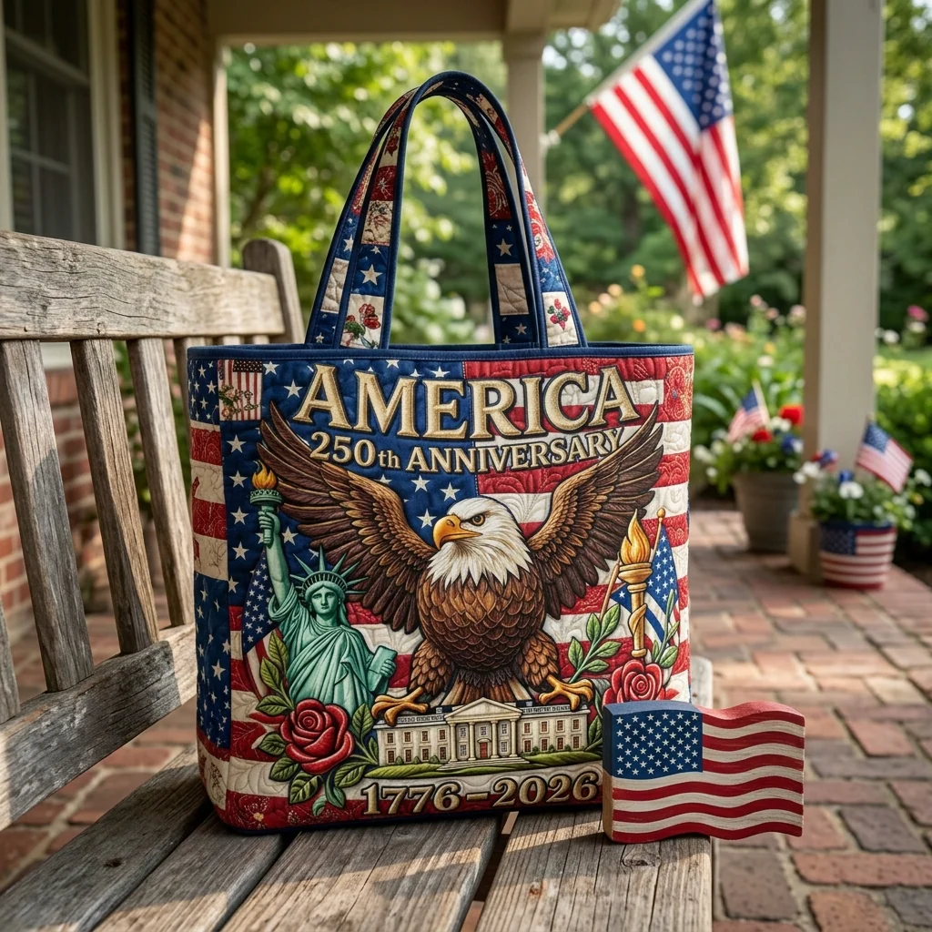 America 250th Anniversary Eagle Honor - Quilted Tote Bag - Patriotic Gift For Her - Image 3