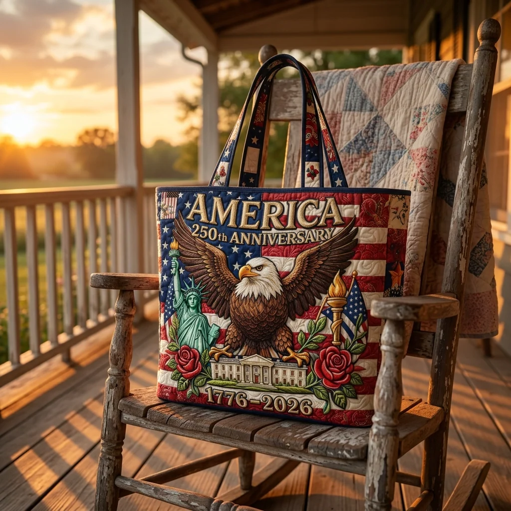 America 250th Anniversary Eagle Honor - Quilted Tote Bag - Patriotic Gift For Her - Image 4