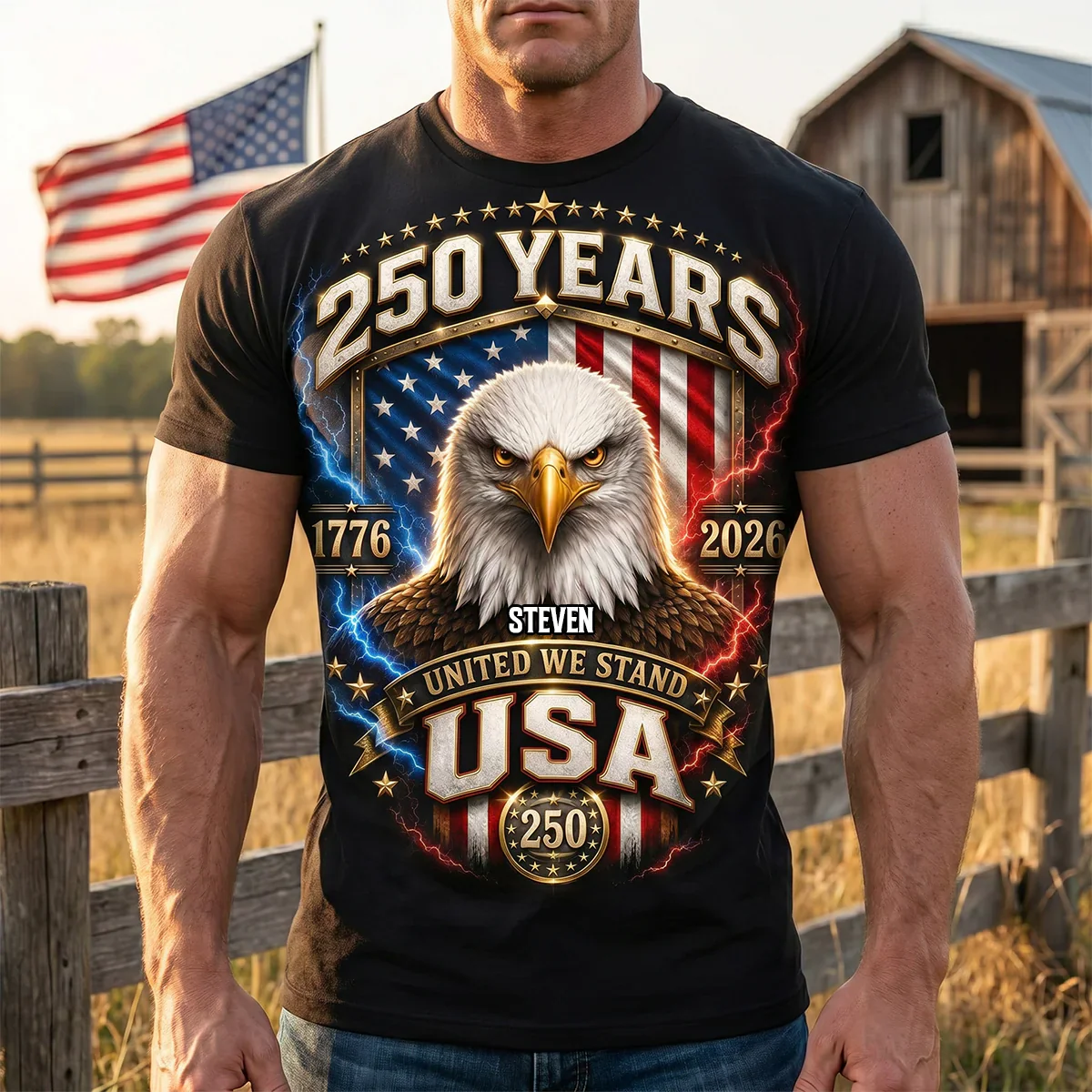 America 250th Anniversary Eagle - Personalized Shirt - Patriotic Gift For Dad