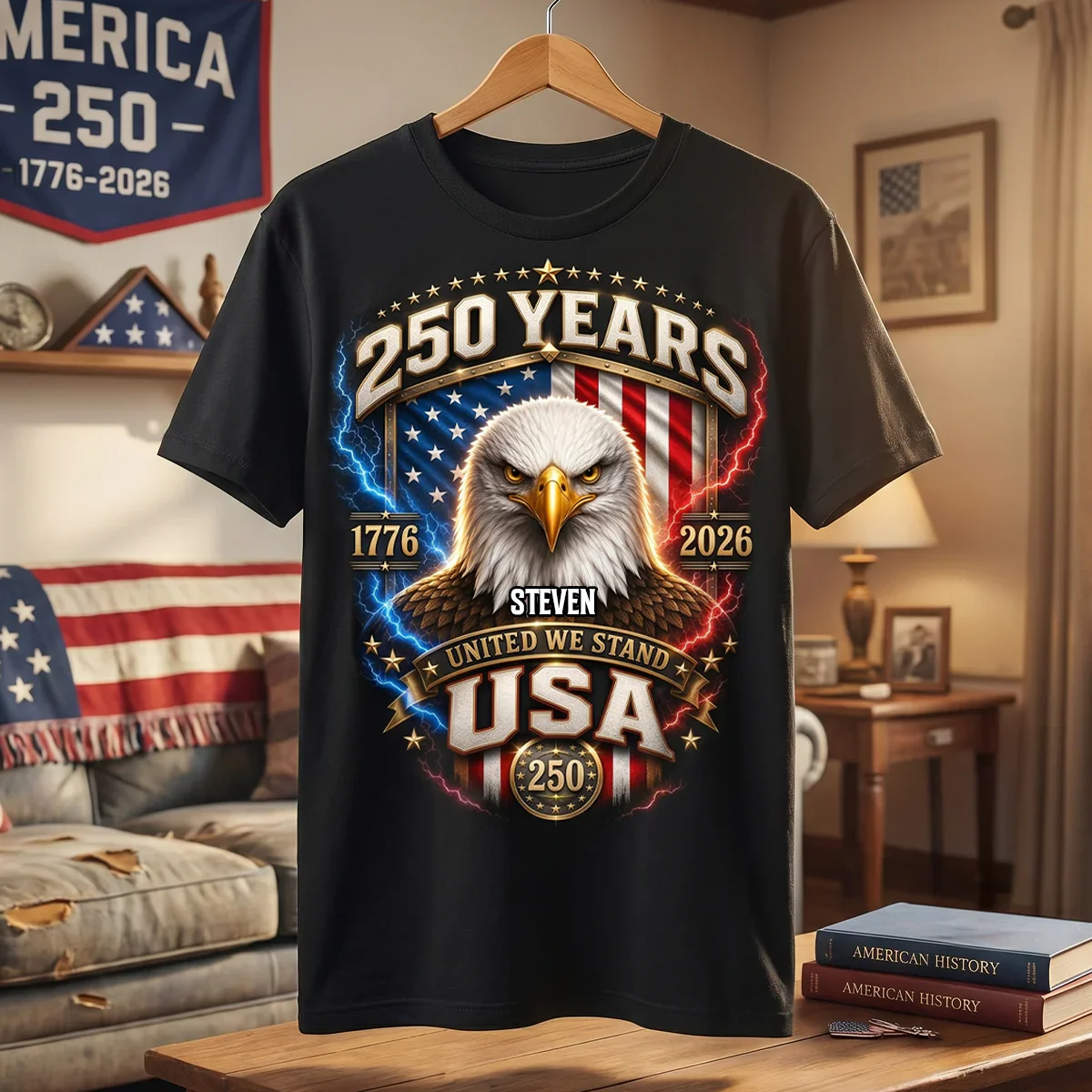 America 250th Anniversary Eagle - Personalized Shirt - Patriotic Gift For Dad - Image 3