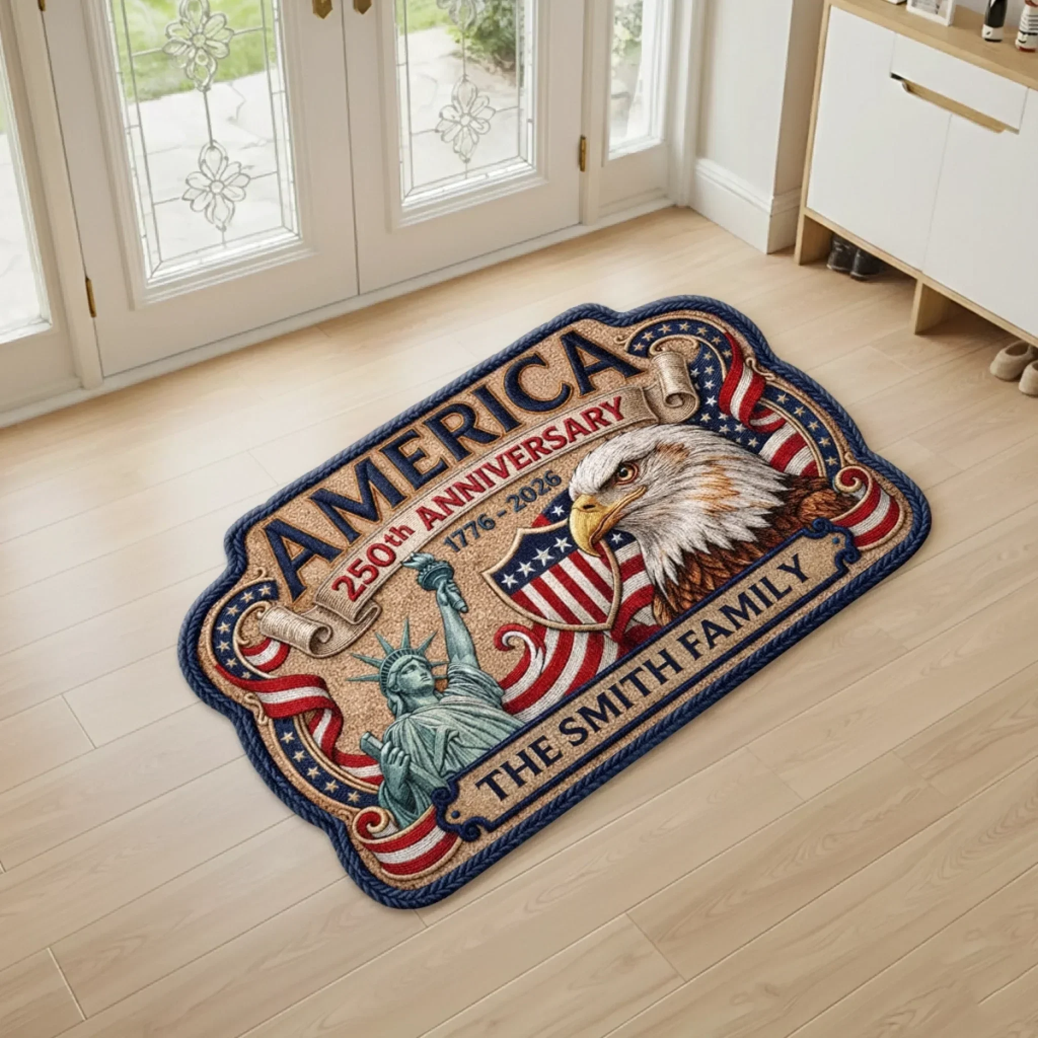 America 250th Anniversary Eagle Statue Of Liberty - Personalized Doormat - Gift For Patriotic Family - Image 2