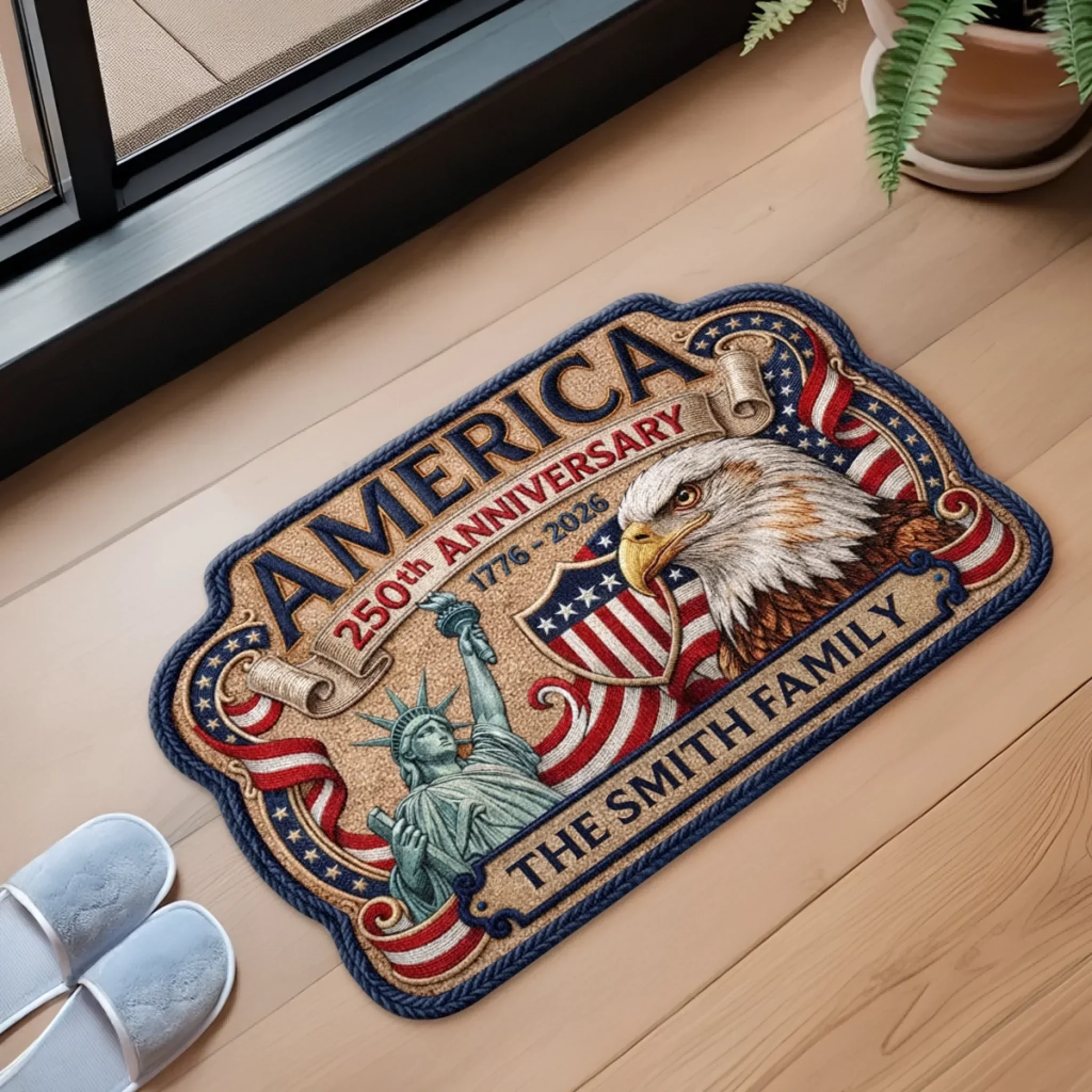 America 250th Anniversary Eagle Statue Of Liberty - Personalized Doormat - Gift For Patriotic Family - Image 3
