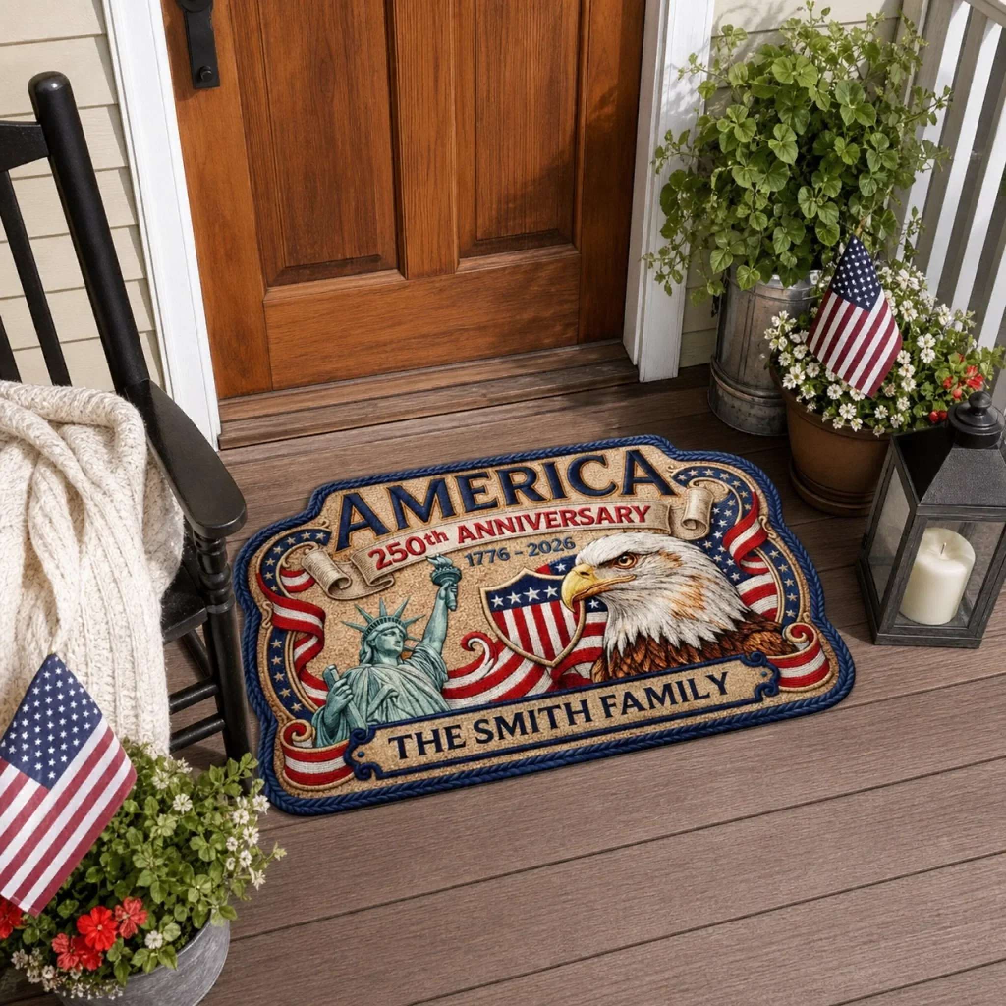 America 250th Anniversary Eagle Statue Of Liberty - Personalized Doormat - Gift For Patriotic Family - Image 5
