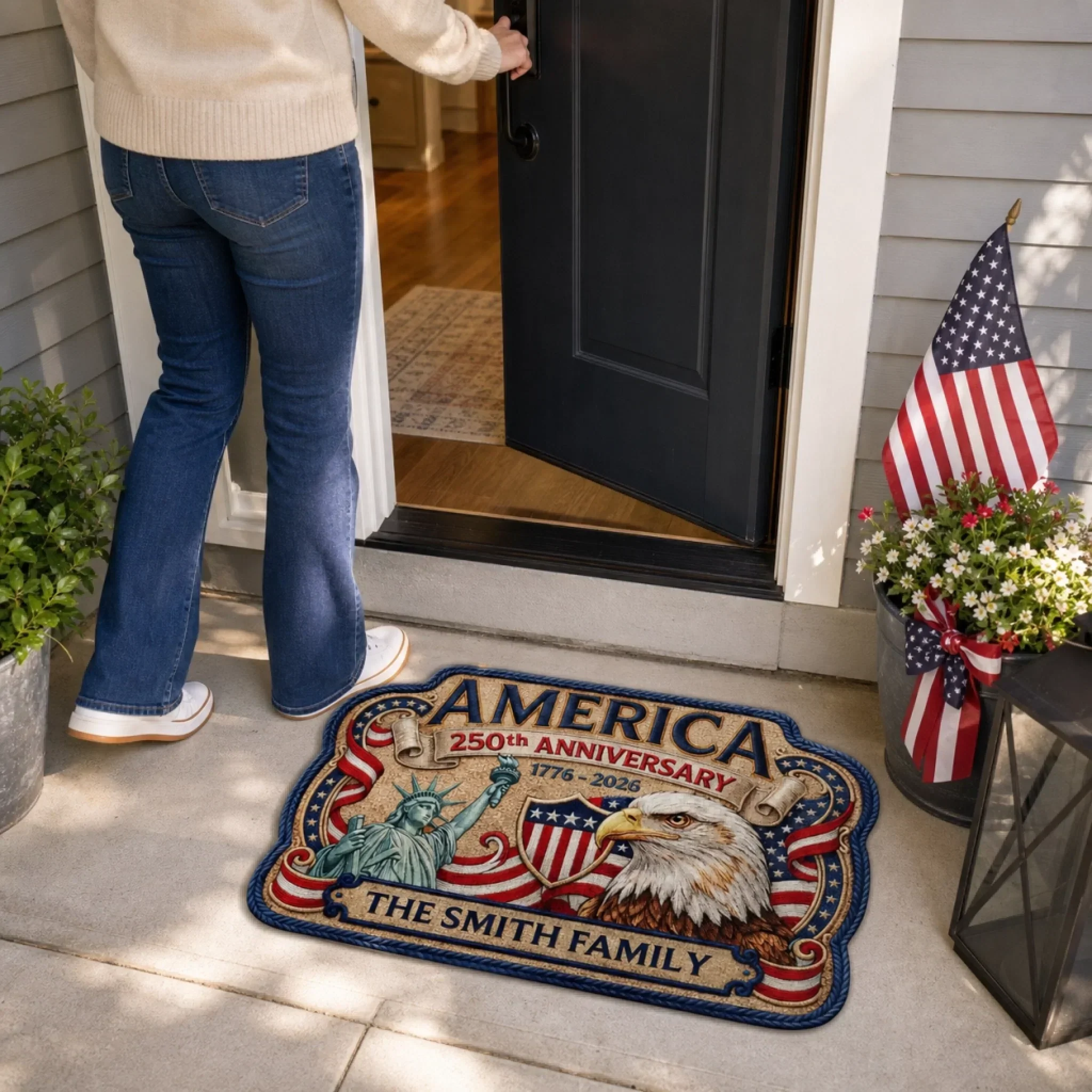 America 250th Anniversary Eagle Statue Of Liberty - Personalized Doormat - Gift For Patriotic Family - Image 7