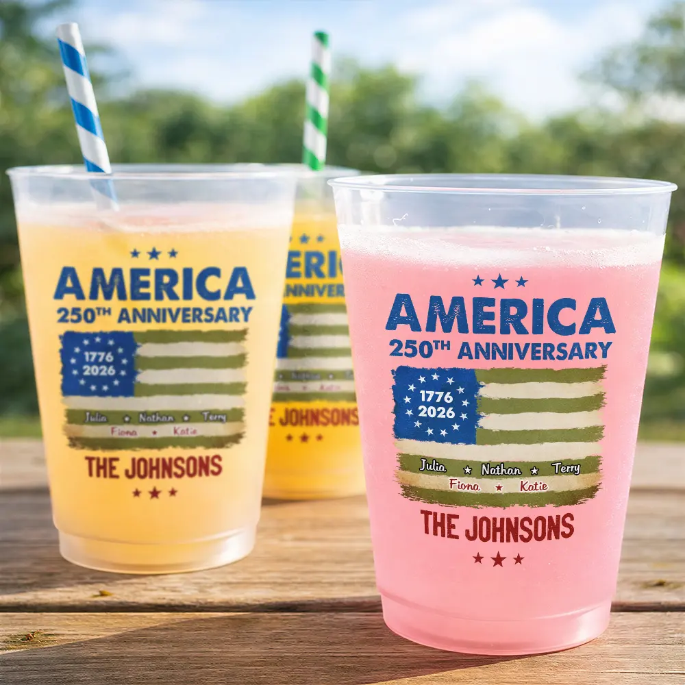 America 250th Anniversary Family Names - Personalized Frosted Cups - Patriotic Gift For Family - Image 3