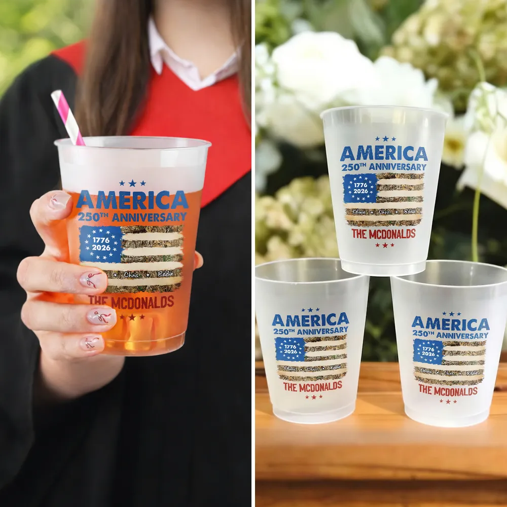 America 250th Anniversary Family Names - Personalized Frosted Cups - Patriotic Gift For Family - Image 5
